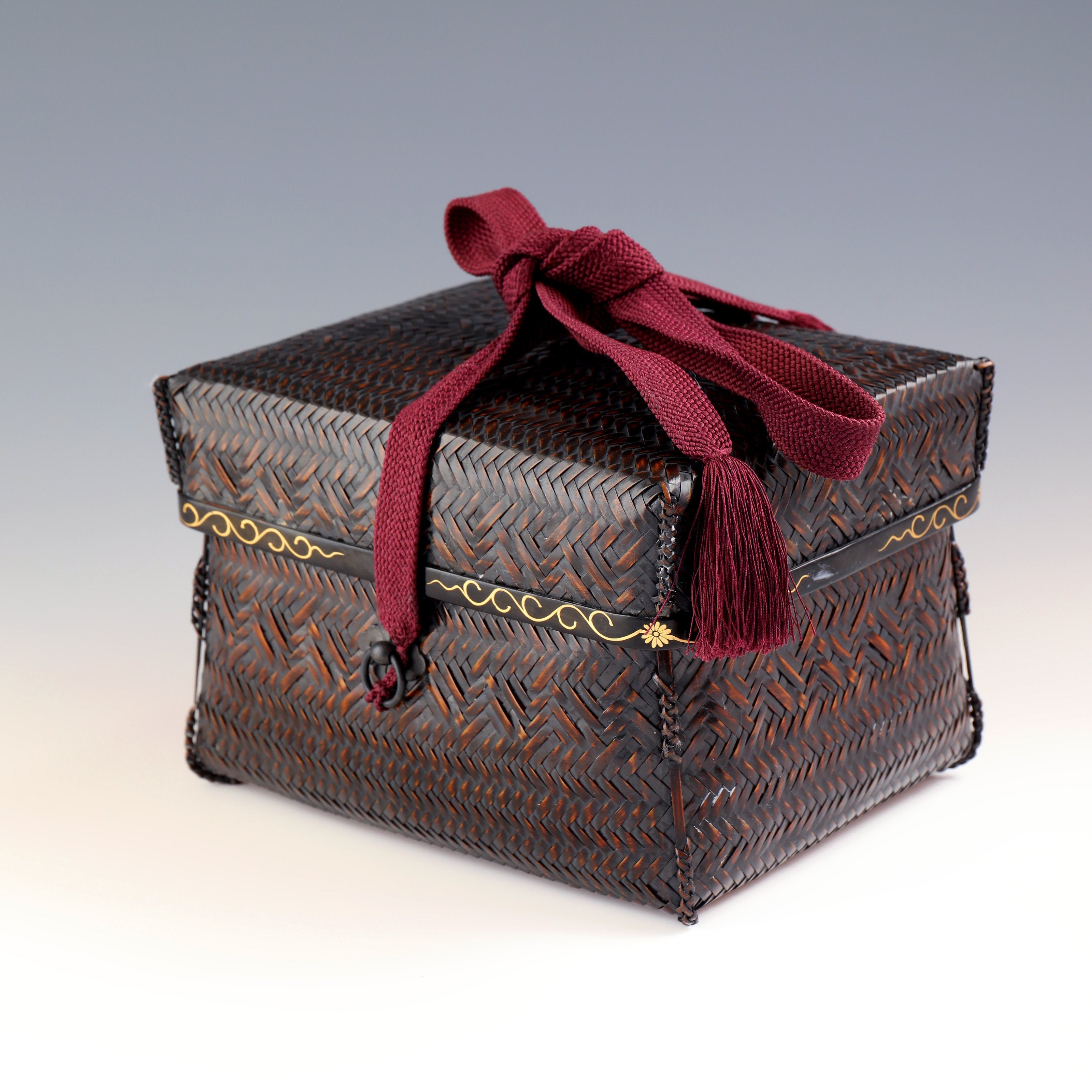 日本昭和時期竹編茶道箱