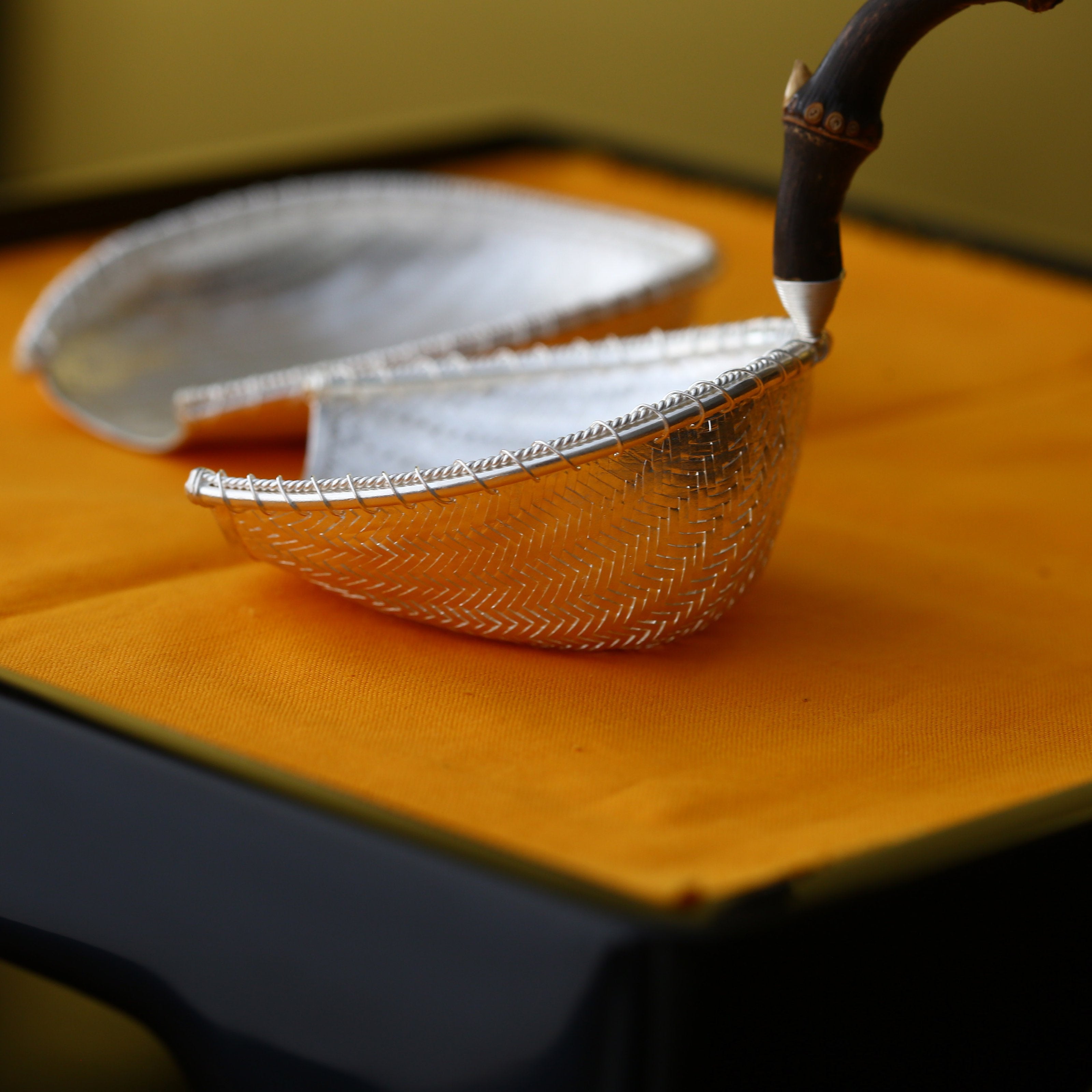 日进斗金纯银 纯金 茶漏、茶则、茶拨