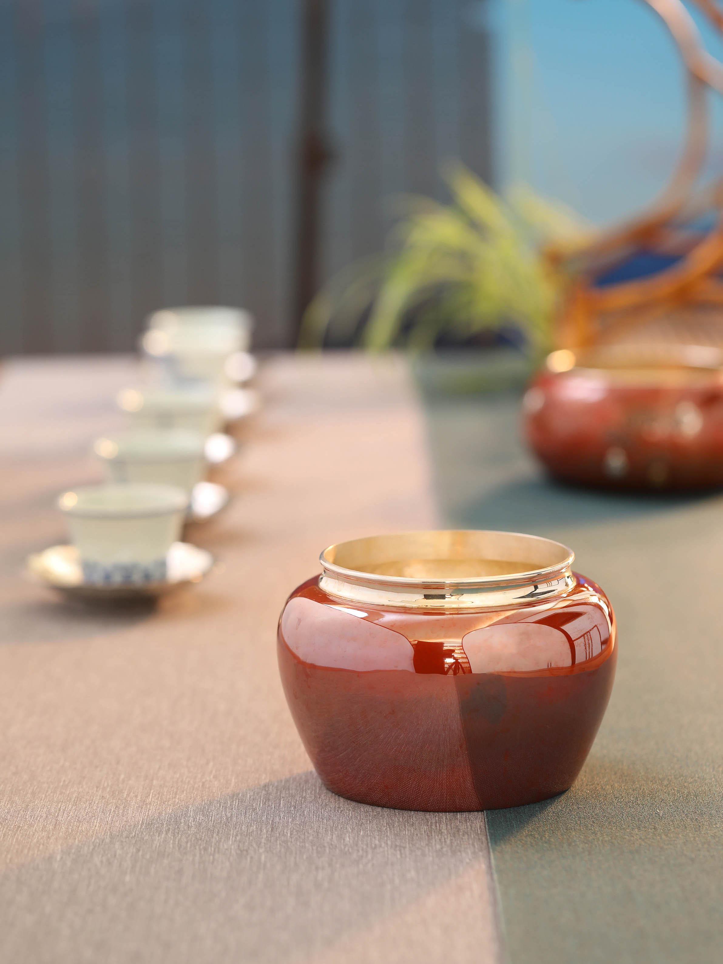 如意纹铜包银建水