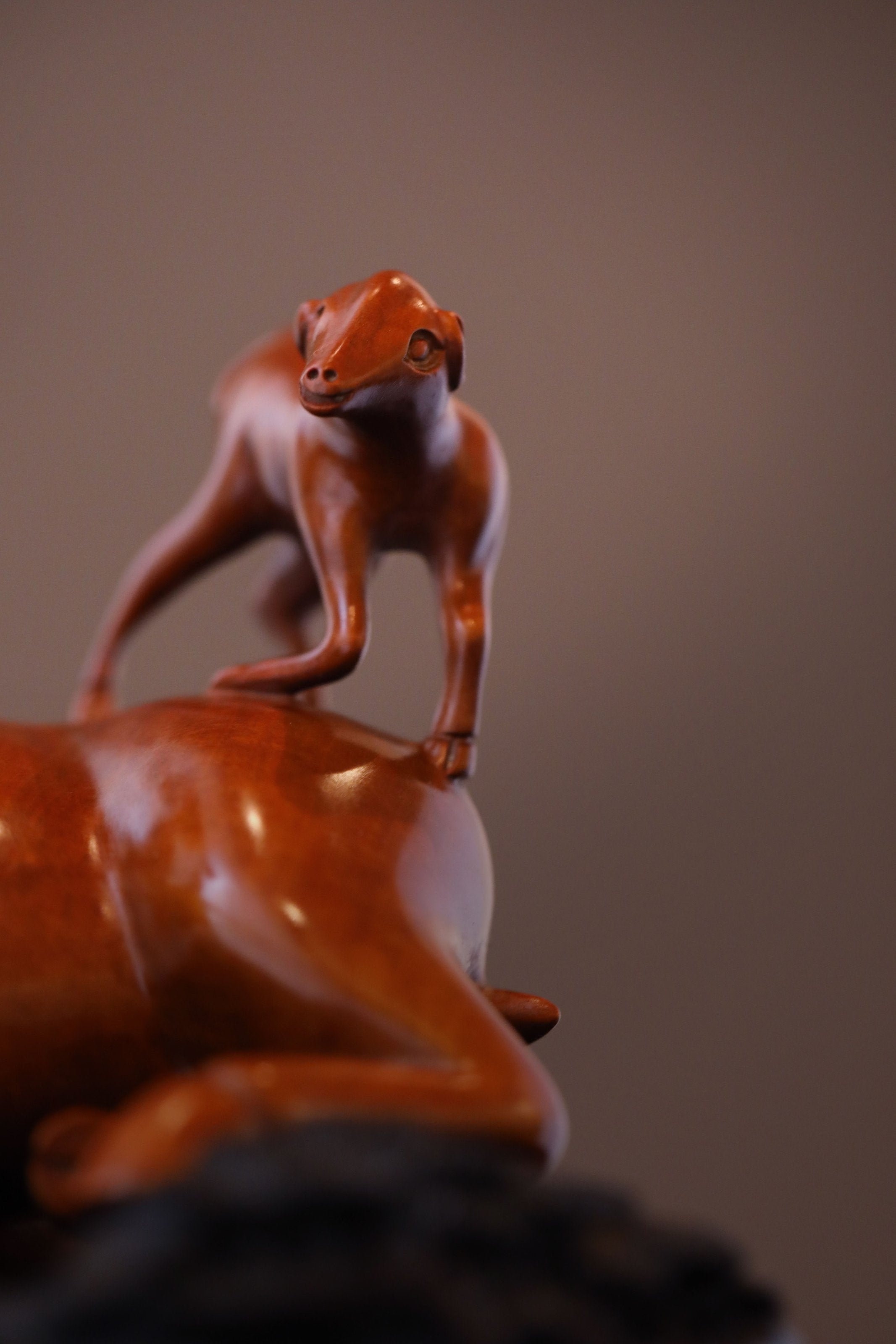 三阳开泰黄杨木雕