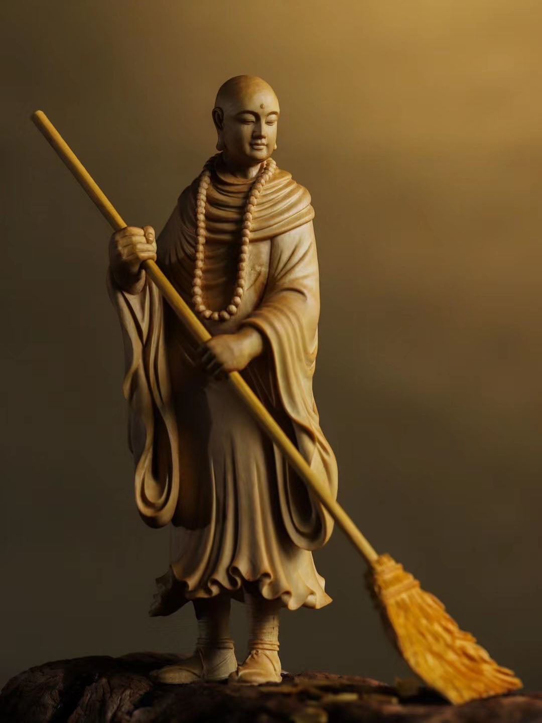 黄杨木 清代 苦行僧 唐物 黄杨木雕扫地僧