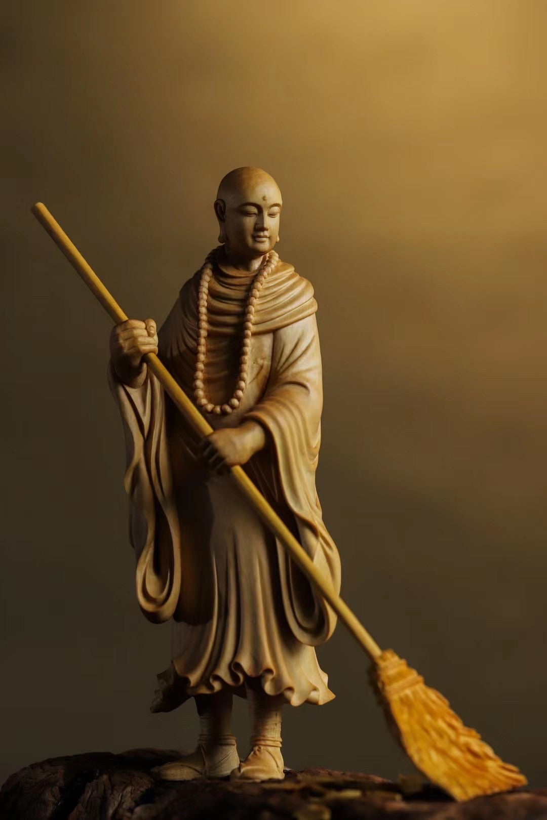 黄杨木 清代 苦行僧 唐物 黄杨木雕扫地僧
