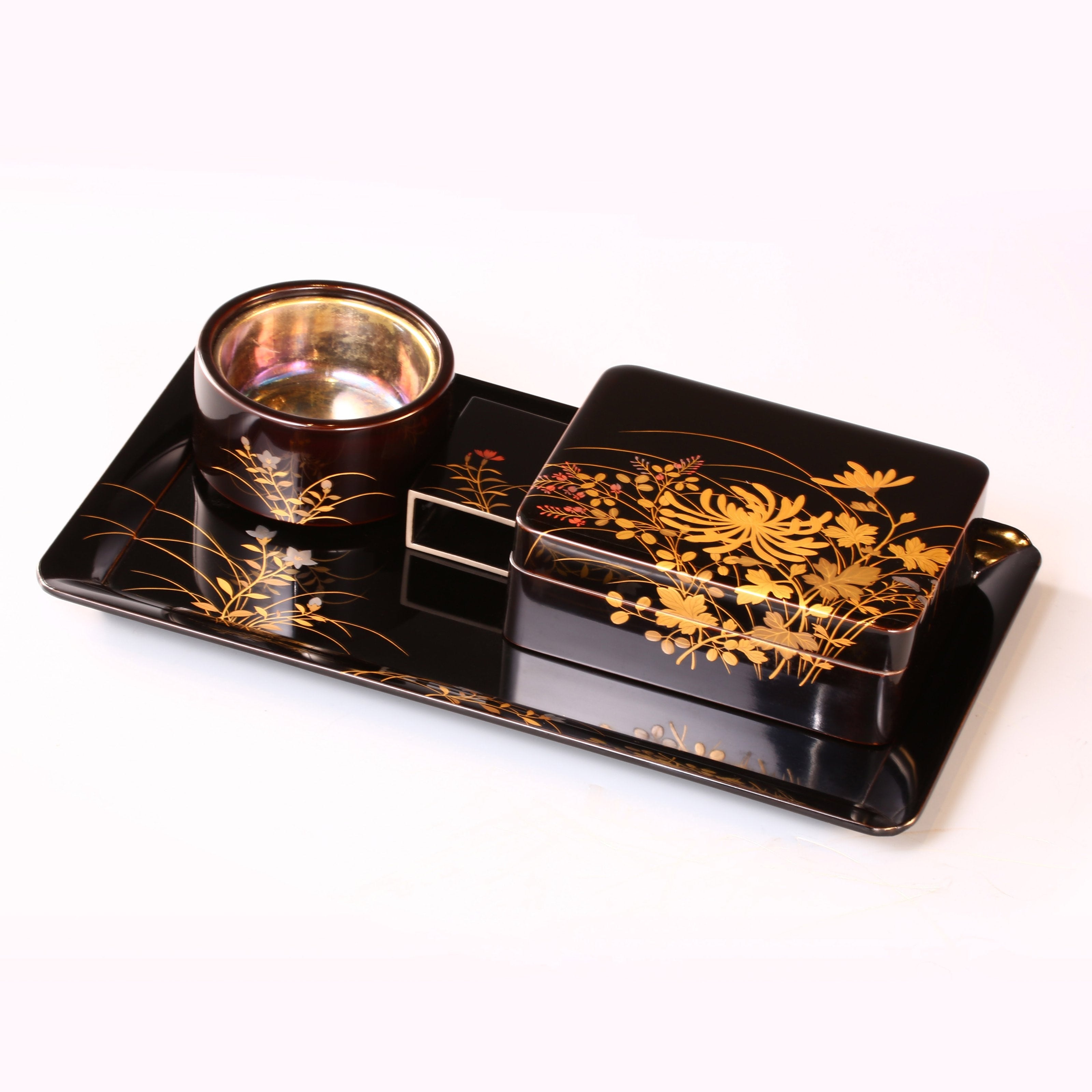 1940年前制花草莳绘烟具套装