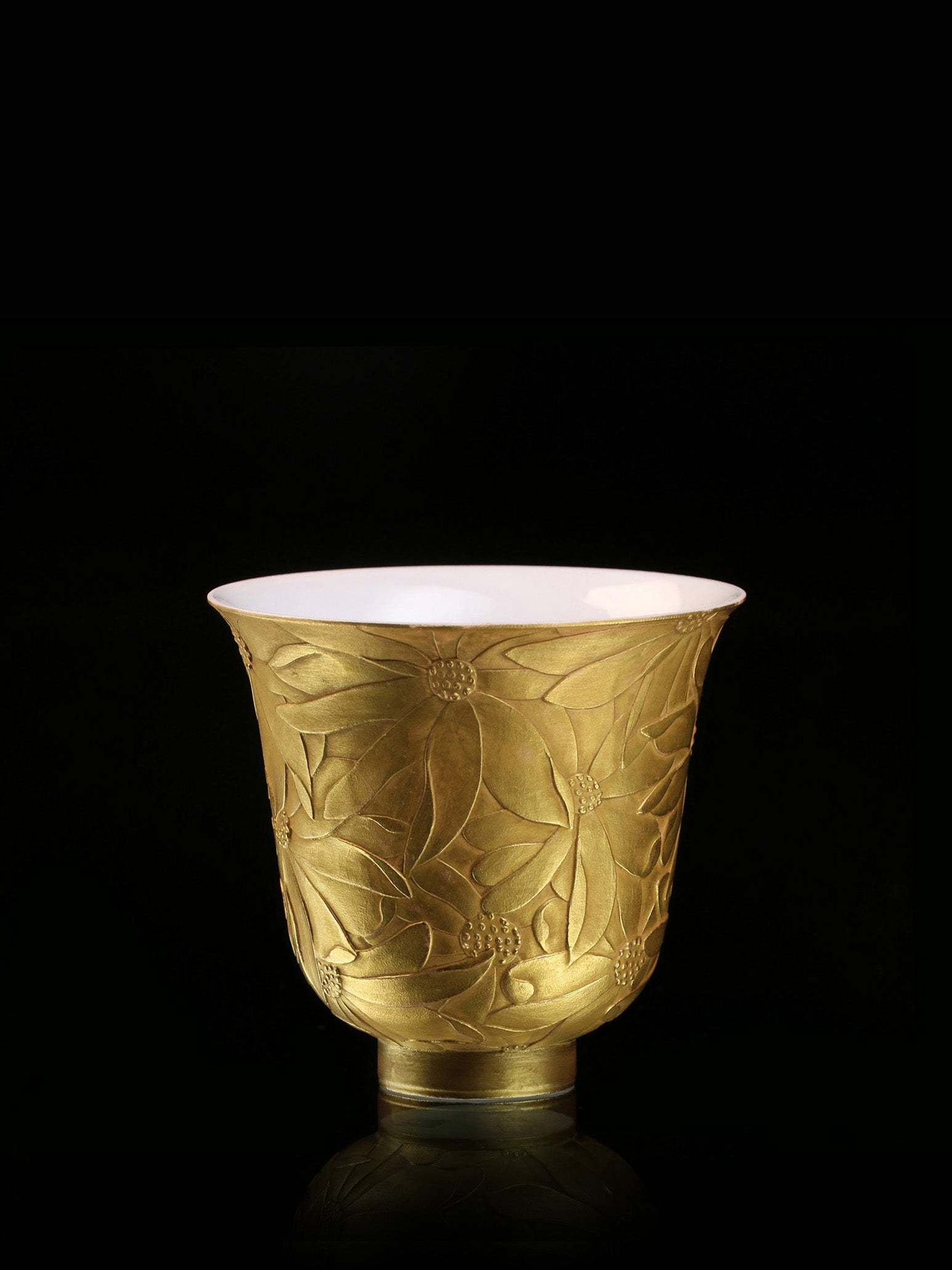 Hand-Carved Full-Flower Gilded Cup