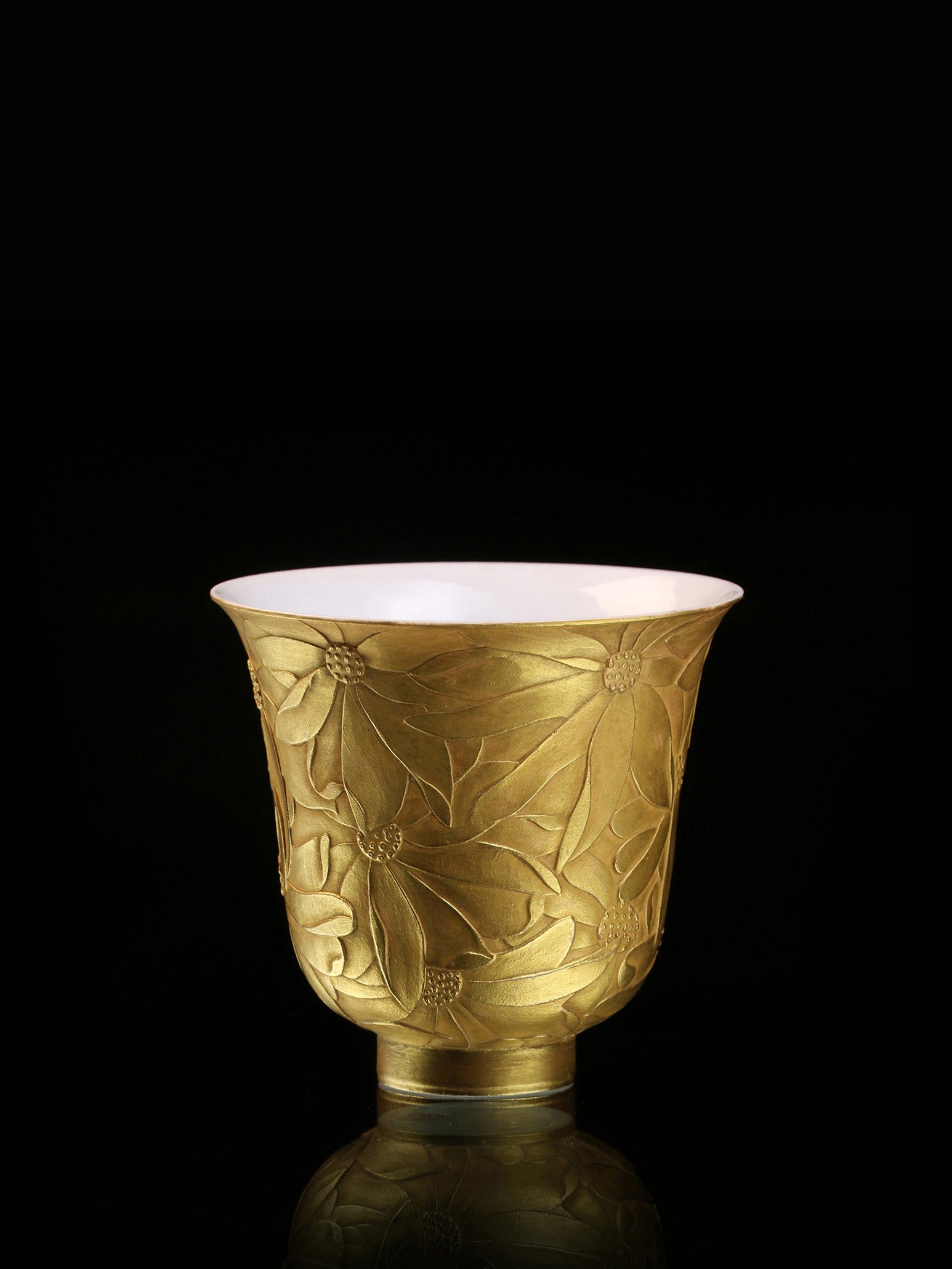 Hand-Carved Full-Flower Gilded Cup