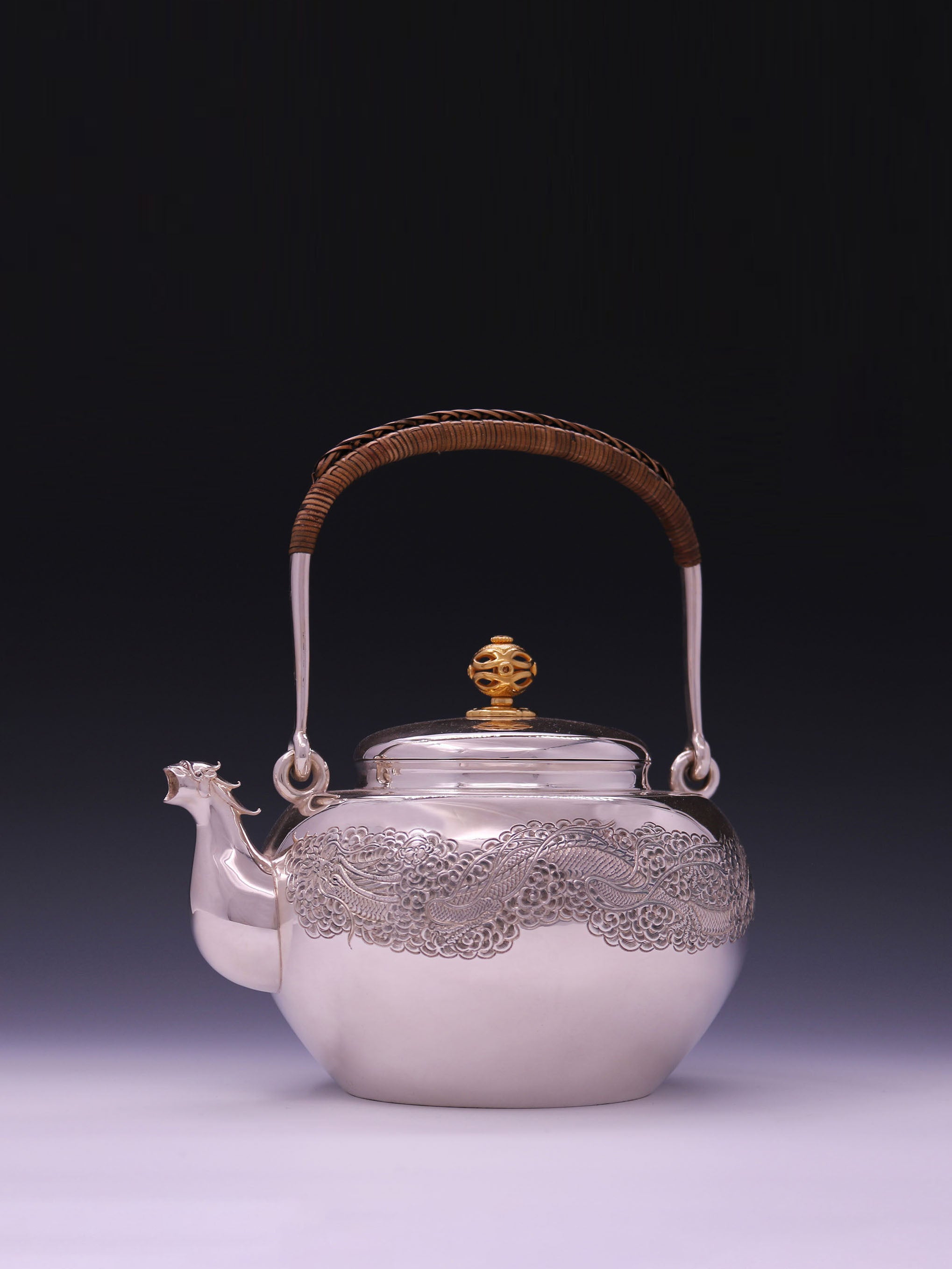 Beast-mouth Cloud Dragon Silver Pot