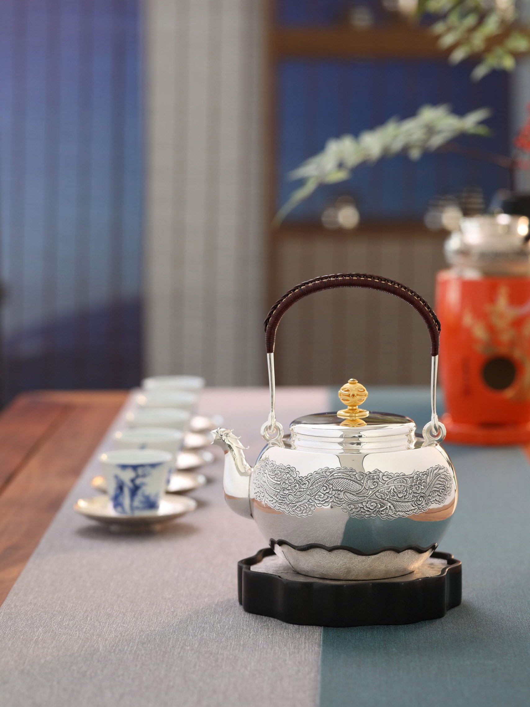 Beast-mouth Cloud Dragon Silver Pot