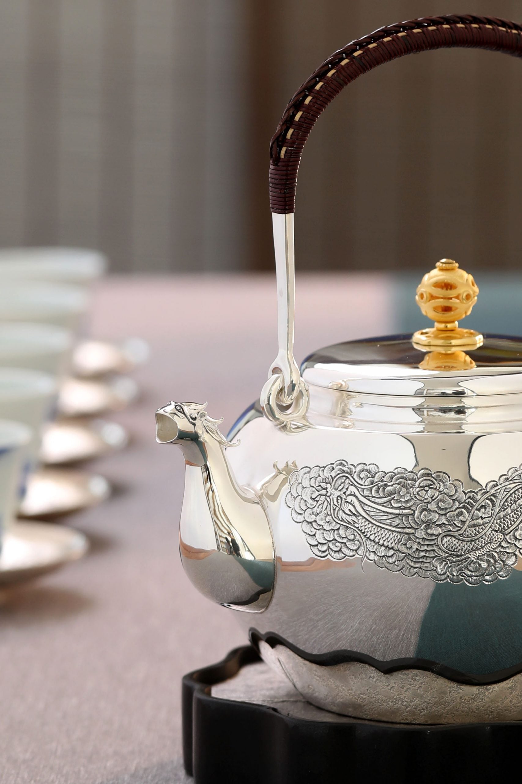 Beast-mouth Cloud Dragon Silver Pot