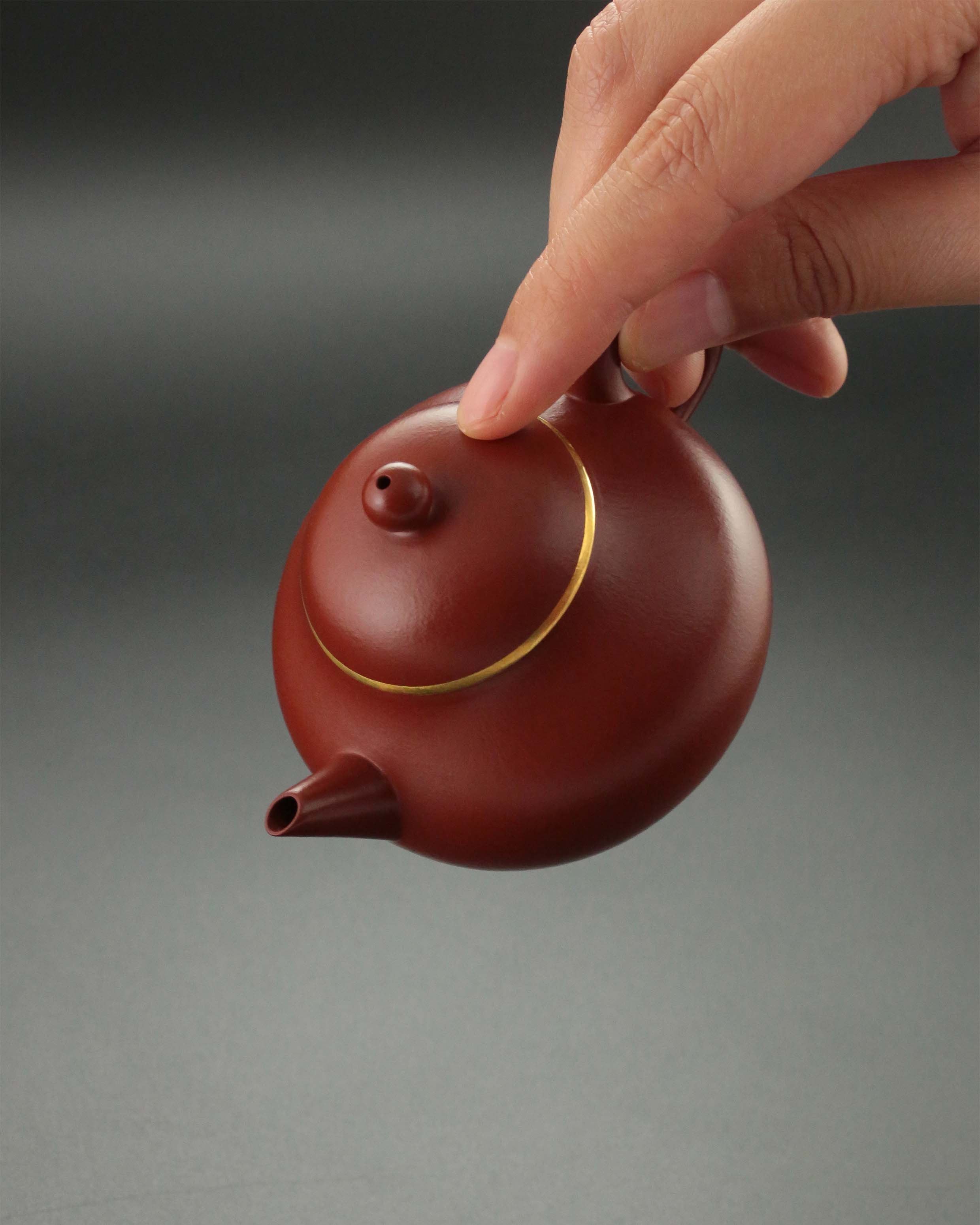 小煤窯朱泥口包金水平壺
