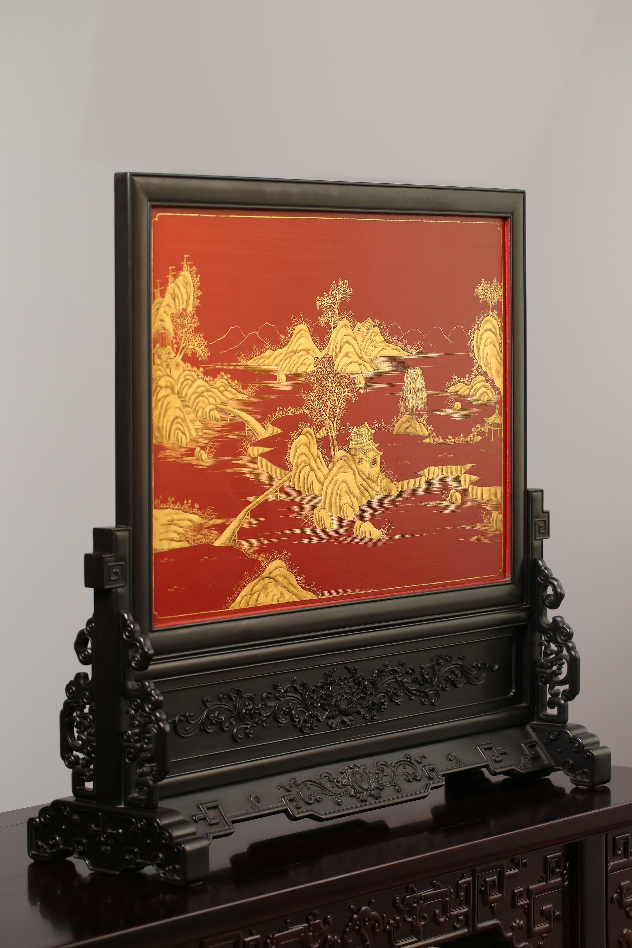 百寶嵌「四君子」插屏