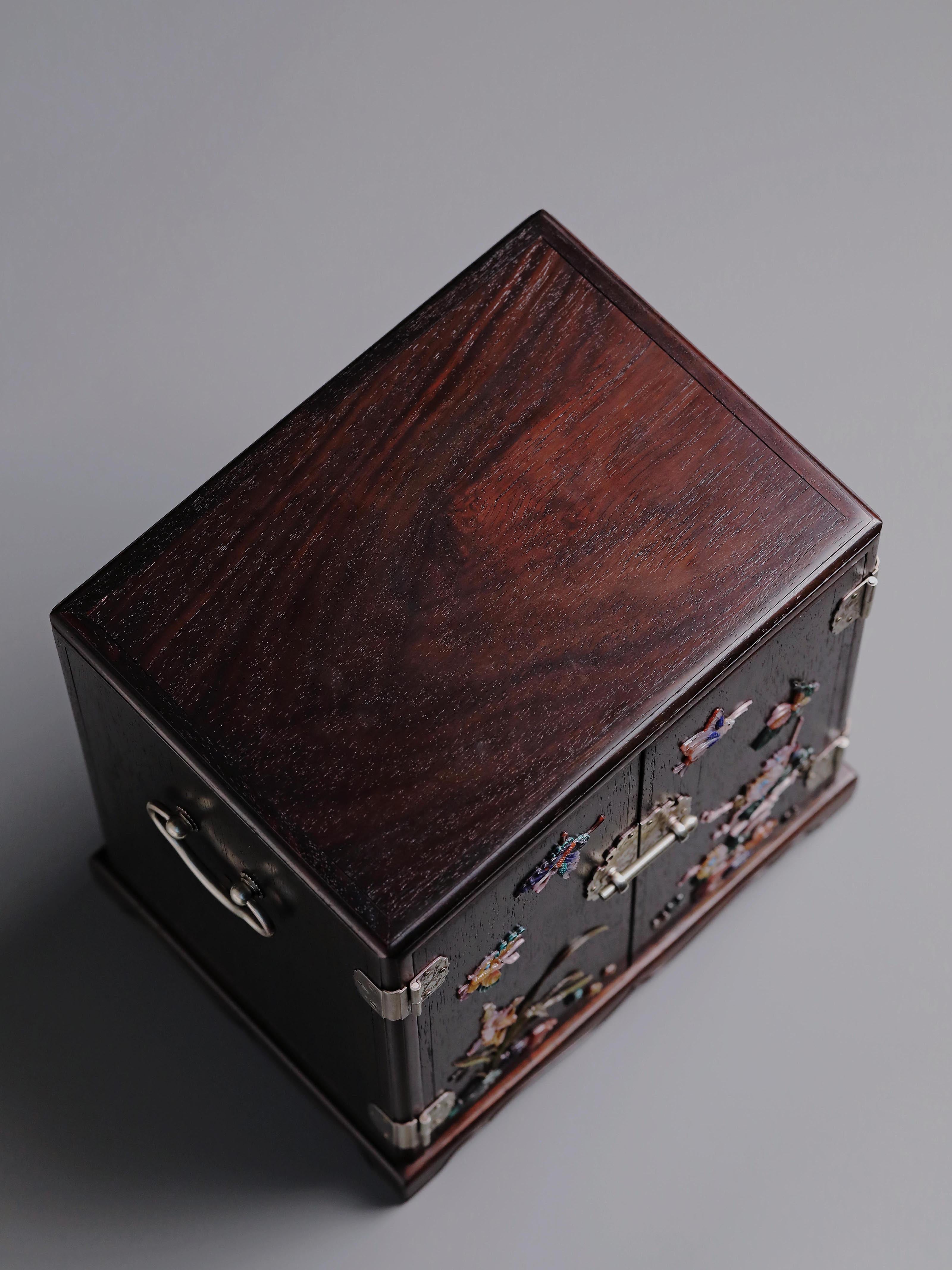 Rosewood inlaid tea cabinet
