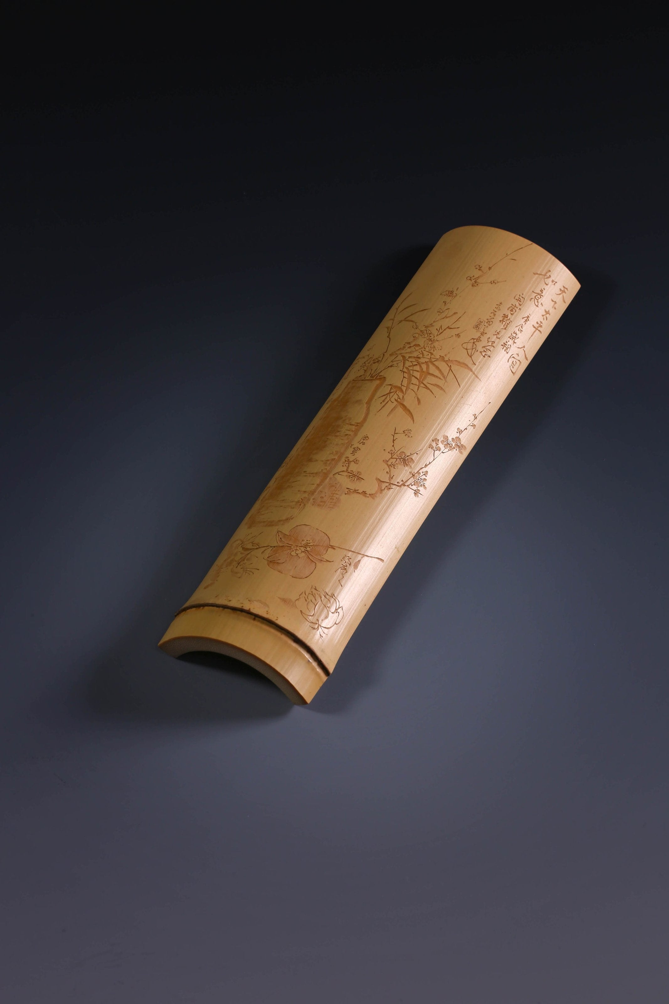 唐云博古图陈建双留青竹雕茶则