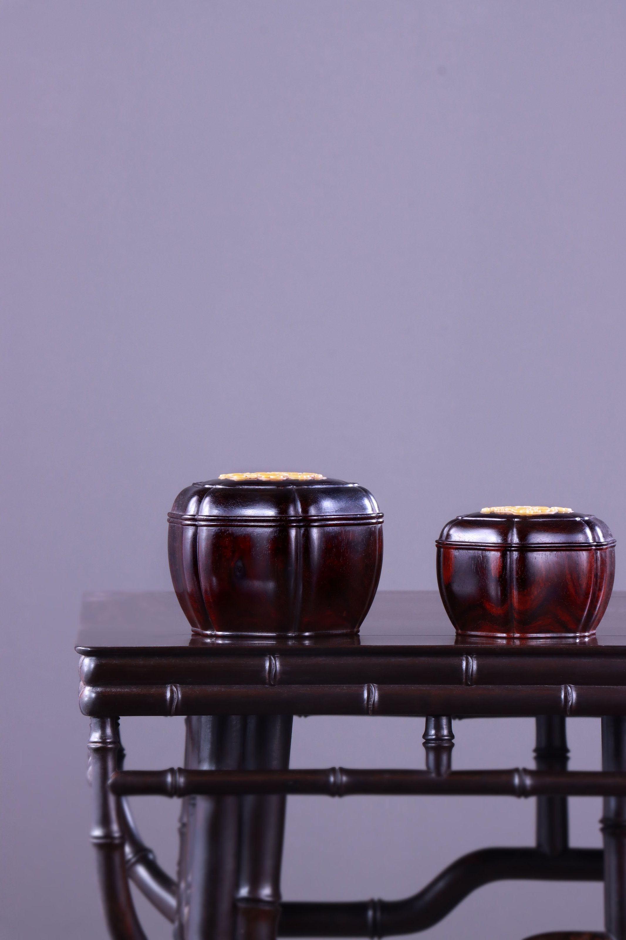 添福小叶紫檀葵口茶仓