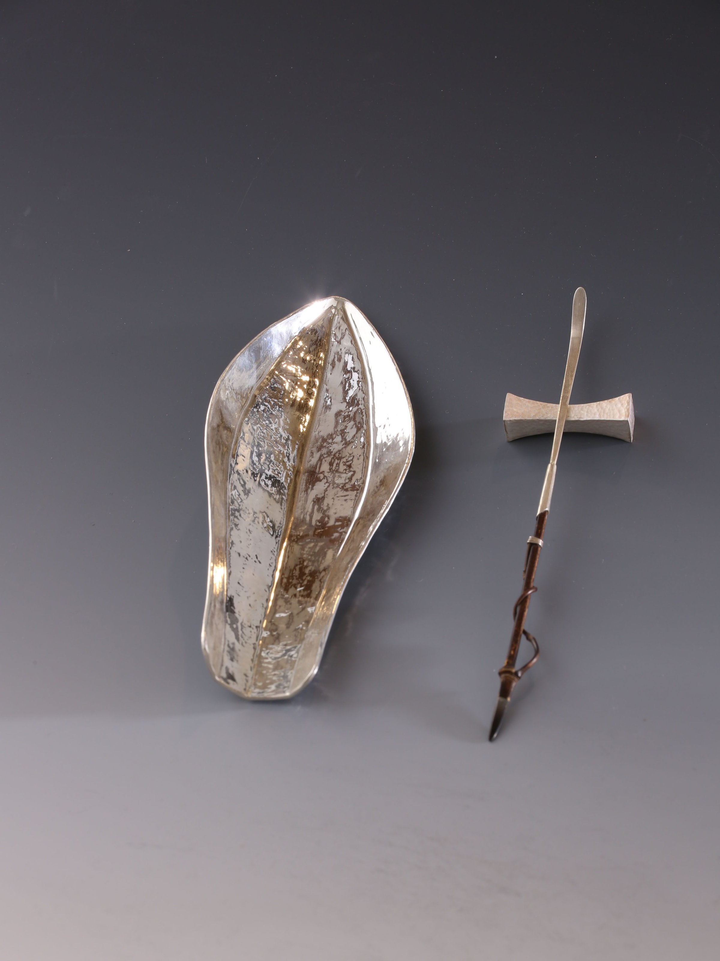 铁包银莲花瓣茶荷