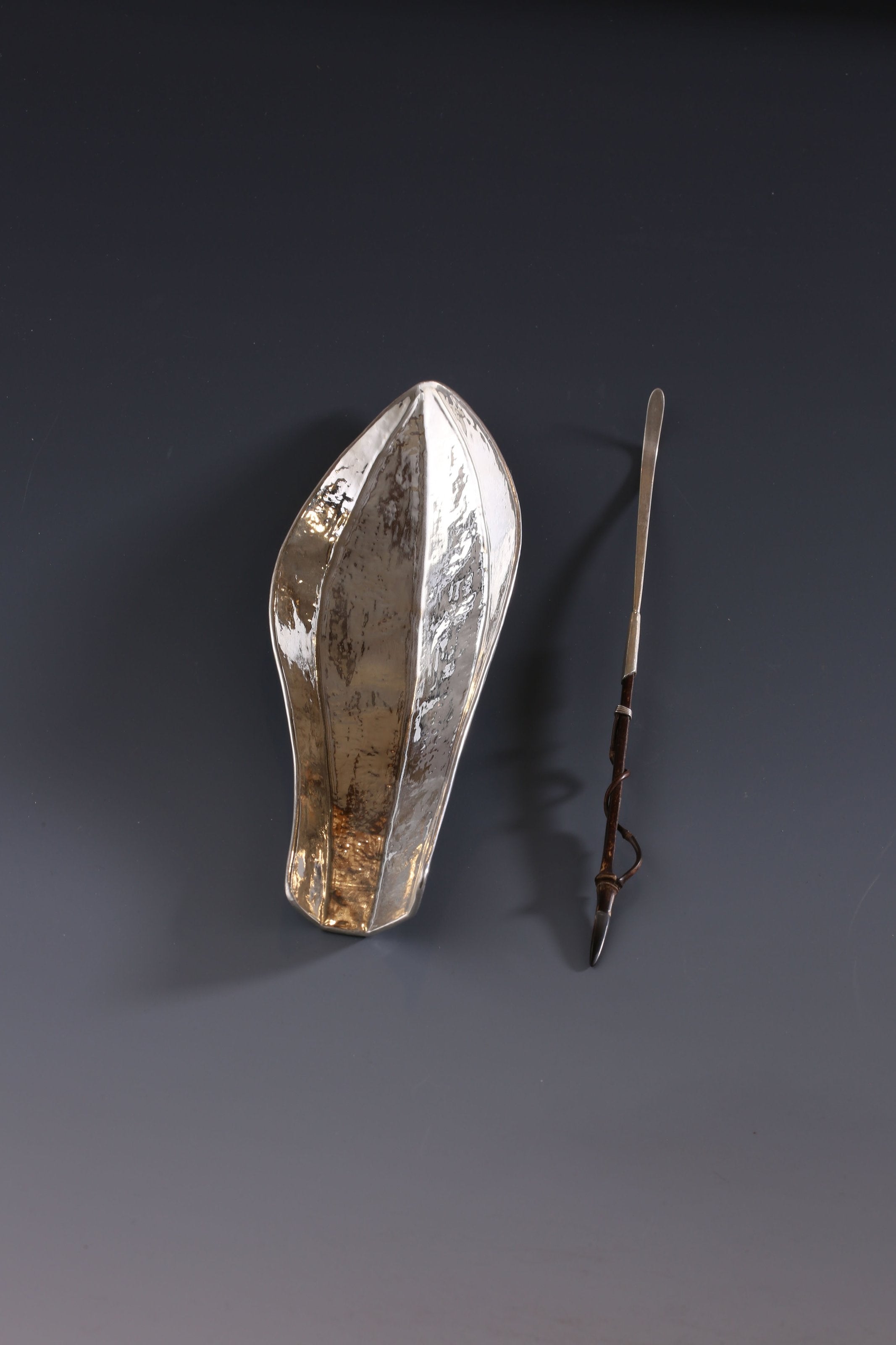 铁包银莲花瓣茶荷