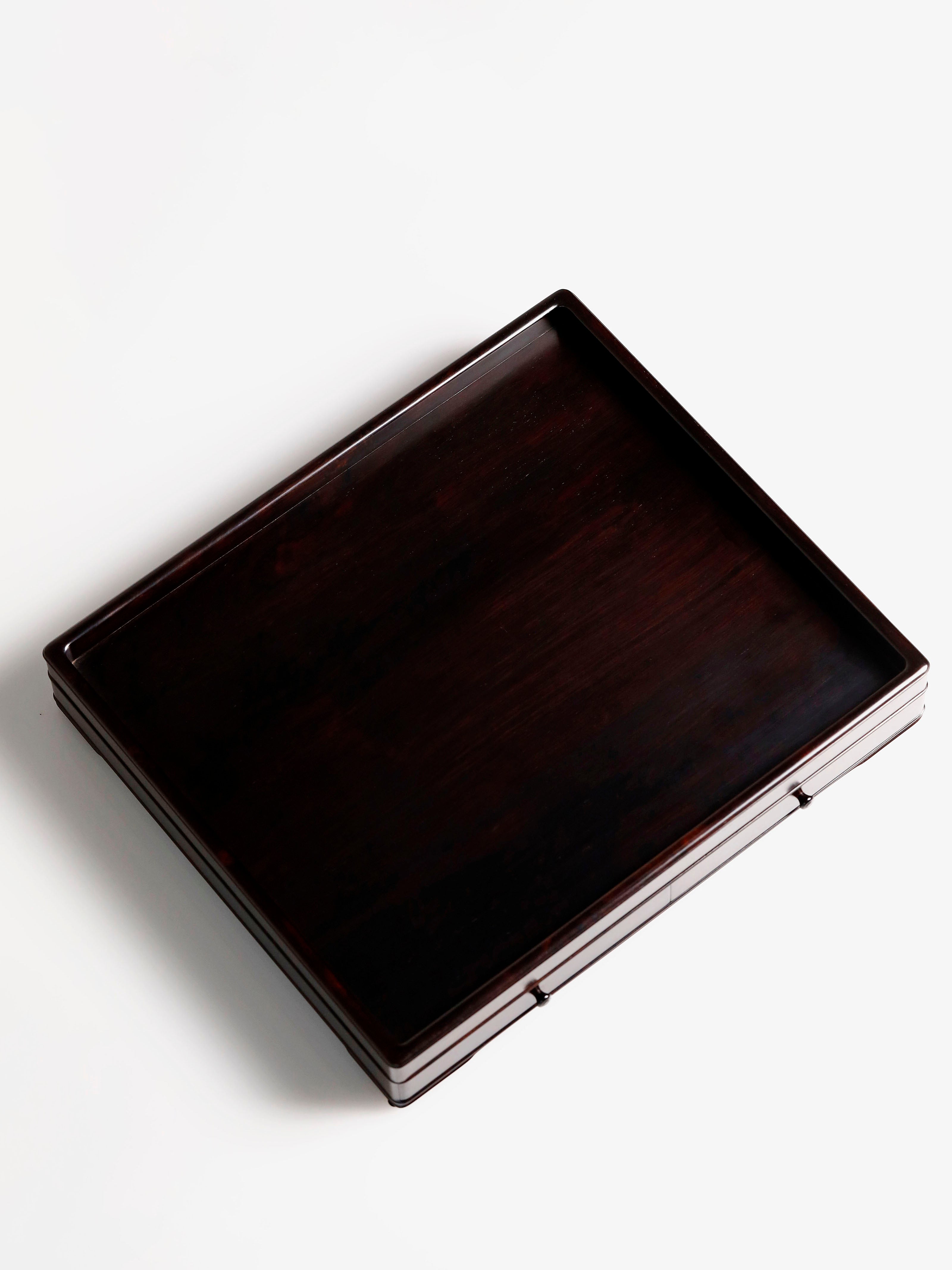 小葉紫檀嵌癭木素面文盤，紫光檀文盤