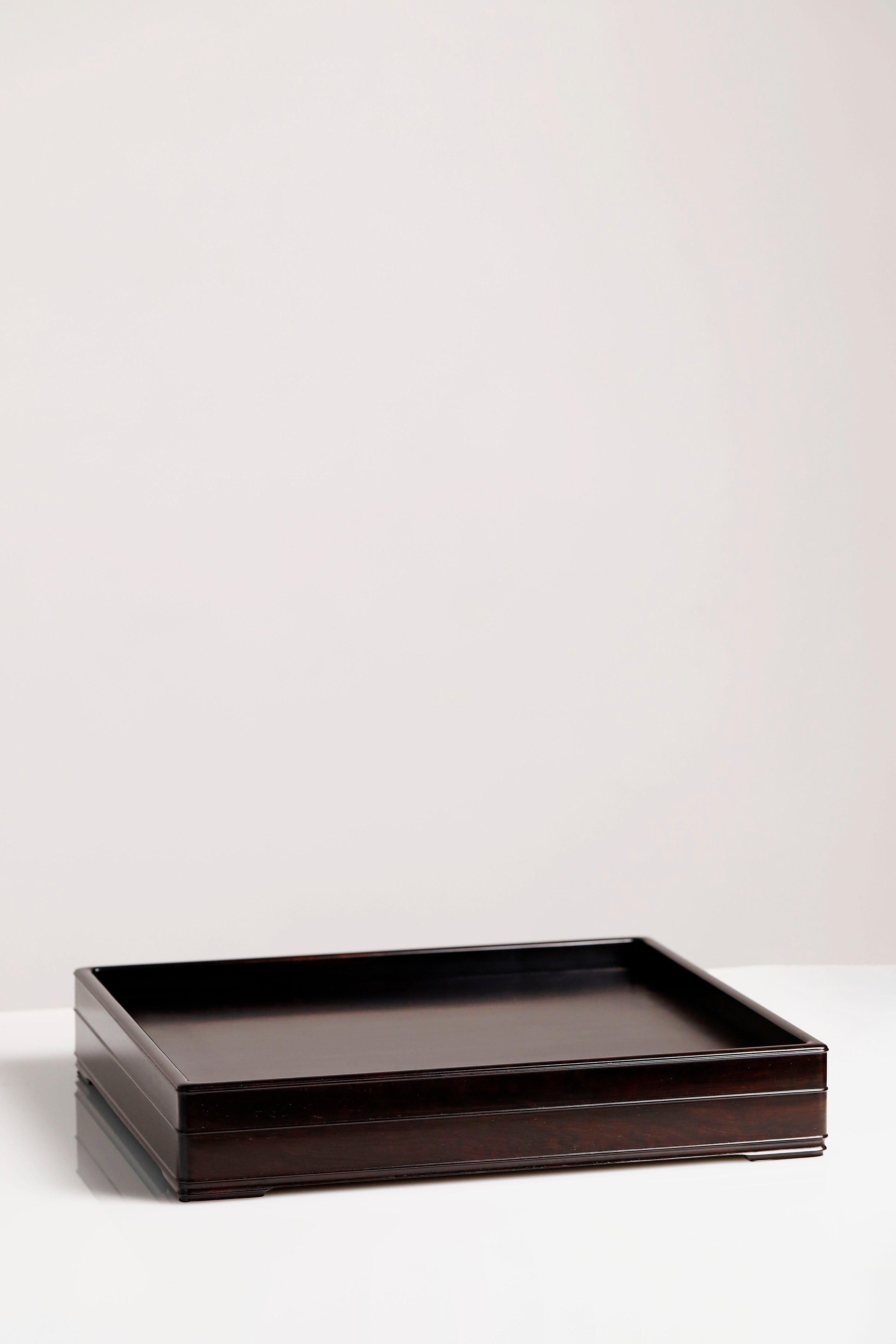 小葉紫檀嵌癭木素面文盤，紫光檀文盤