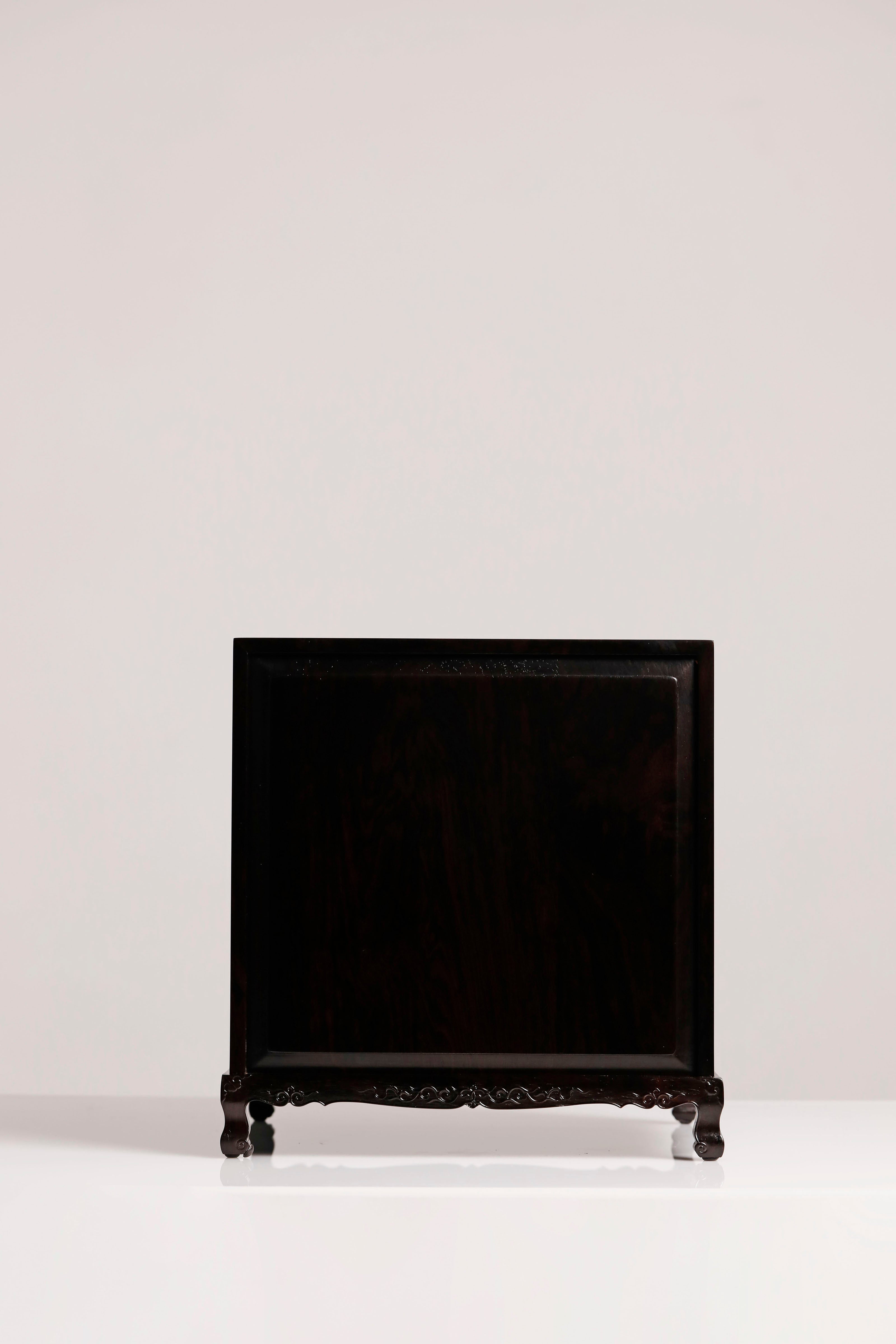 紫光檀黑白檀案上五斗茶边柜