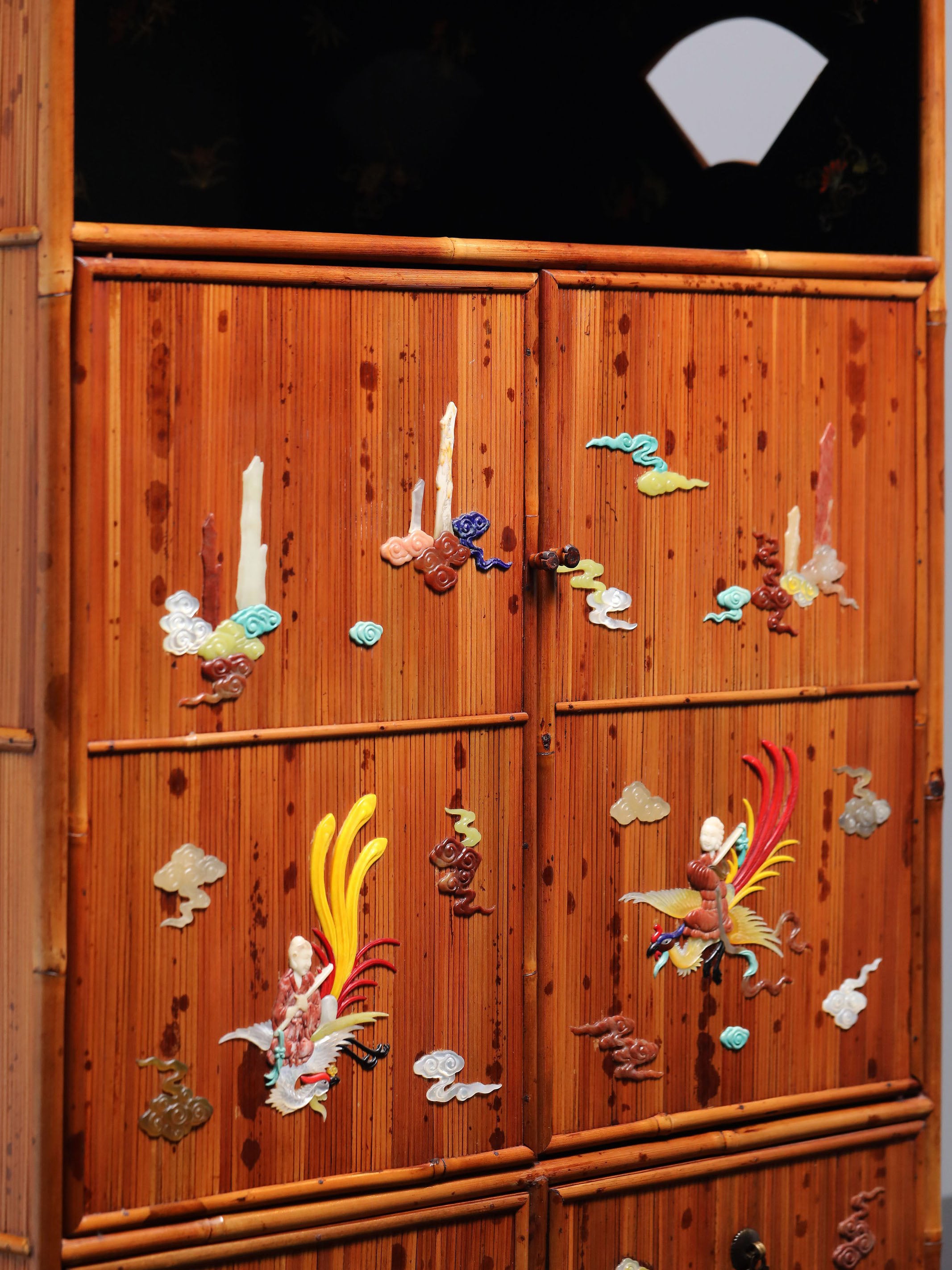 湘妃竹百寶嵌仙人騎鳳茶櫃