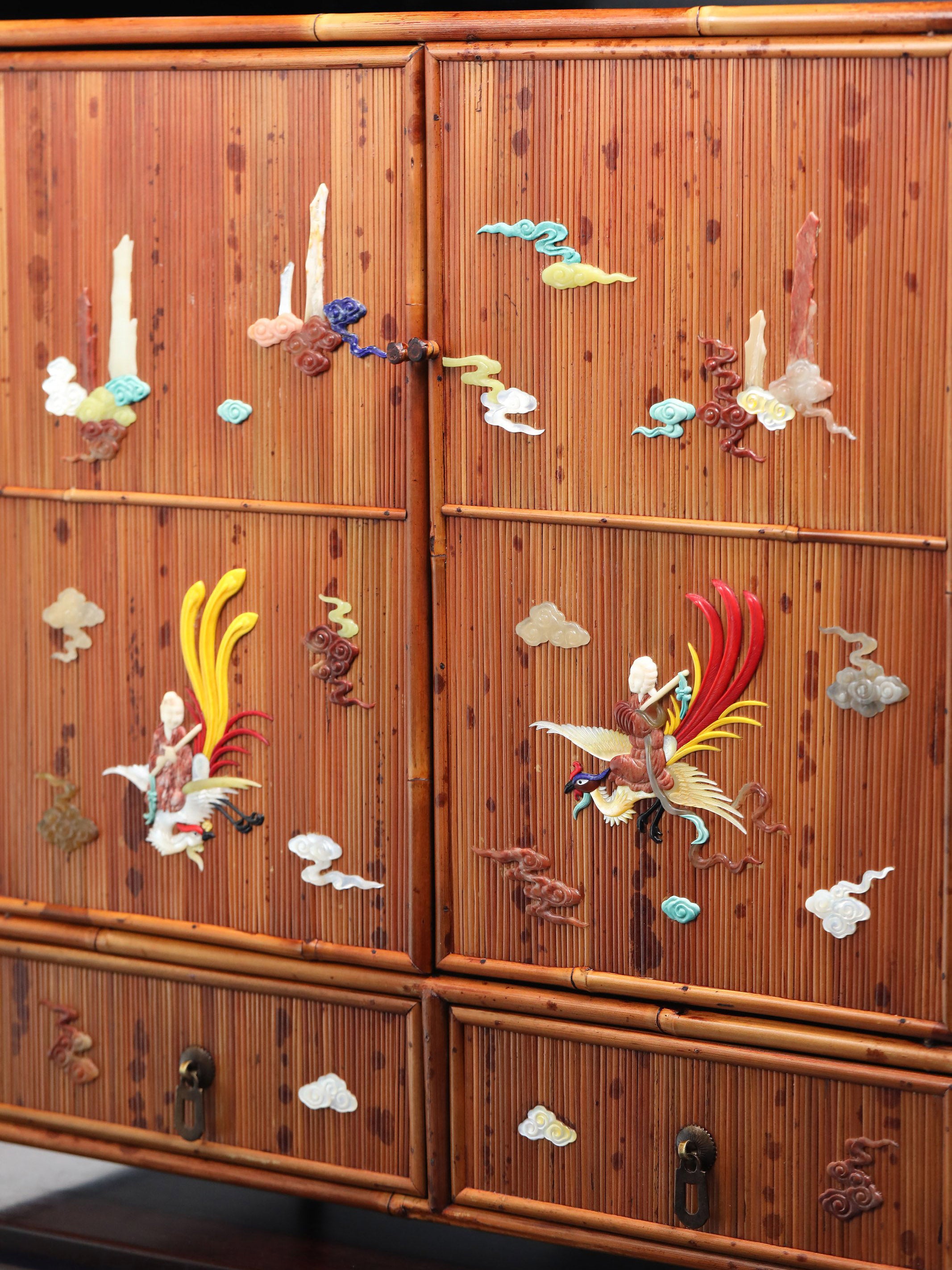 湘妃竹百寶嵌仙人騎鳳茶櫃