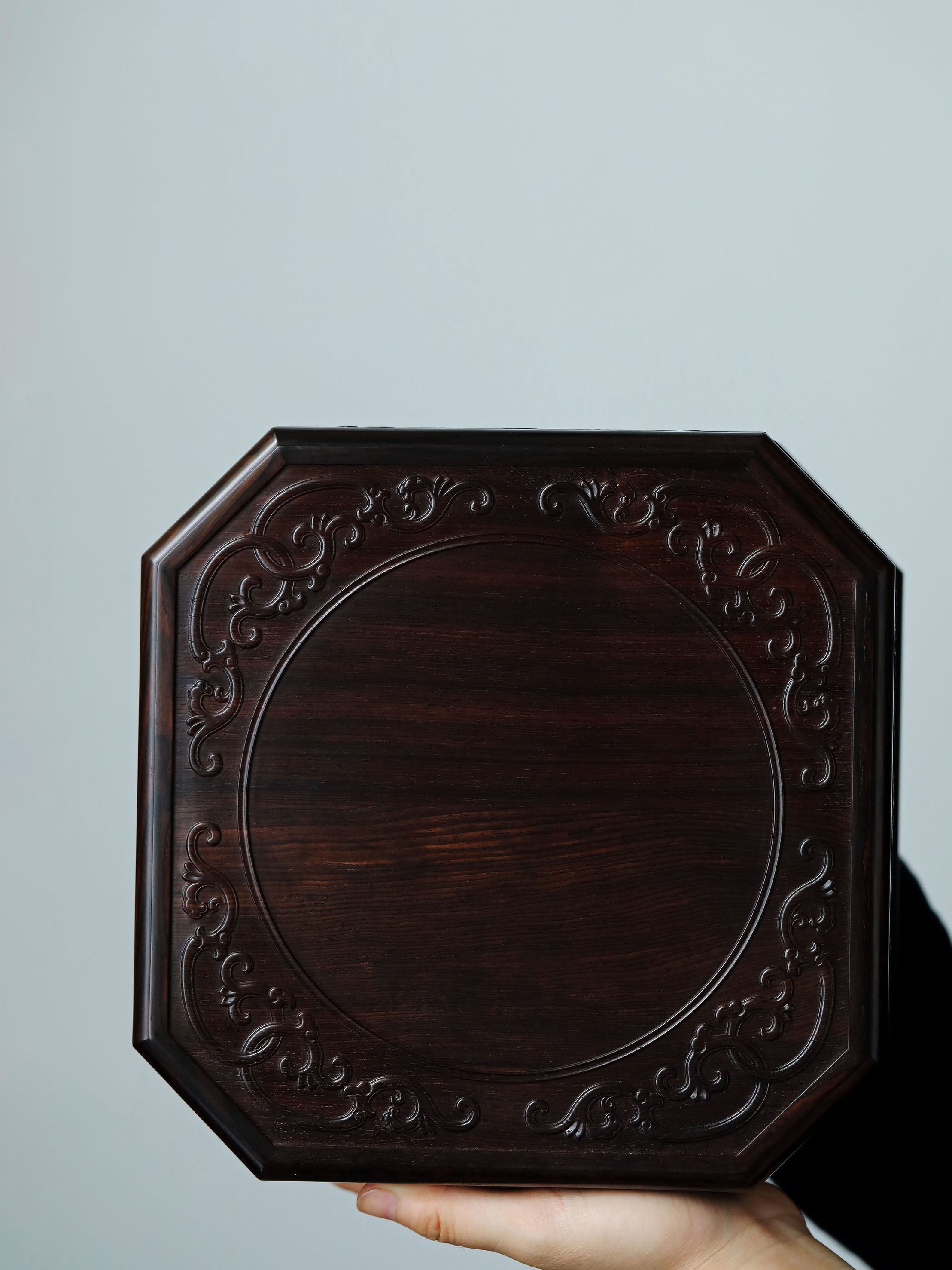 紫光檀三层八宝角盒