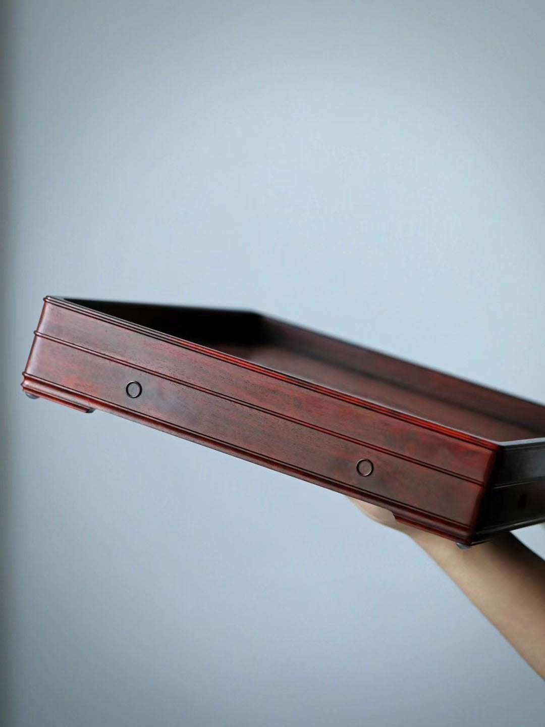 小葉紫檀嵌癭木素面文盤，紫光檀文盤