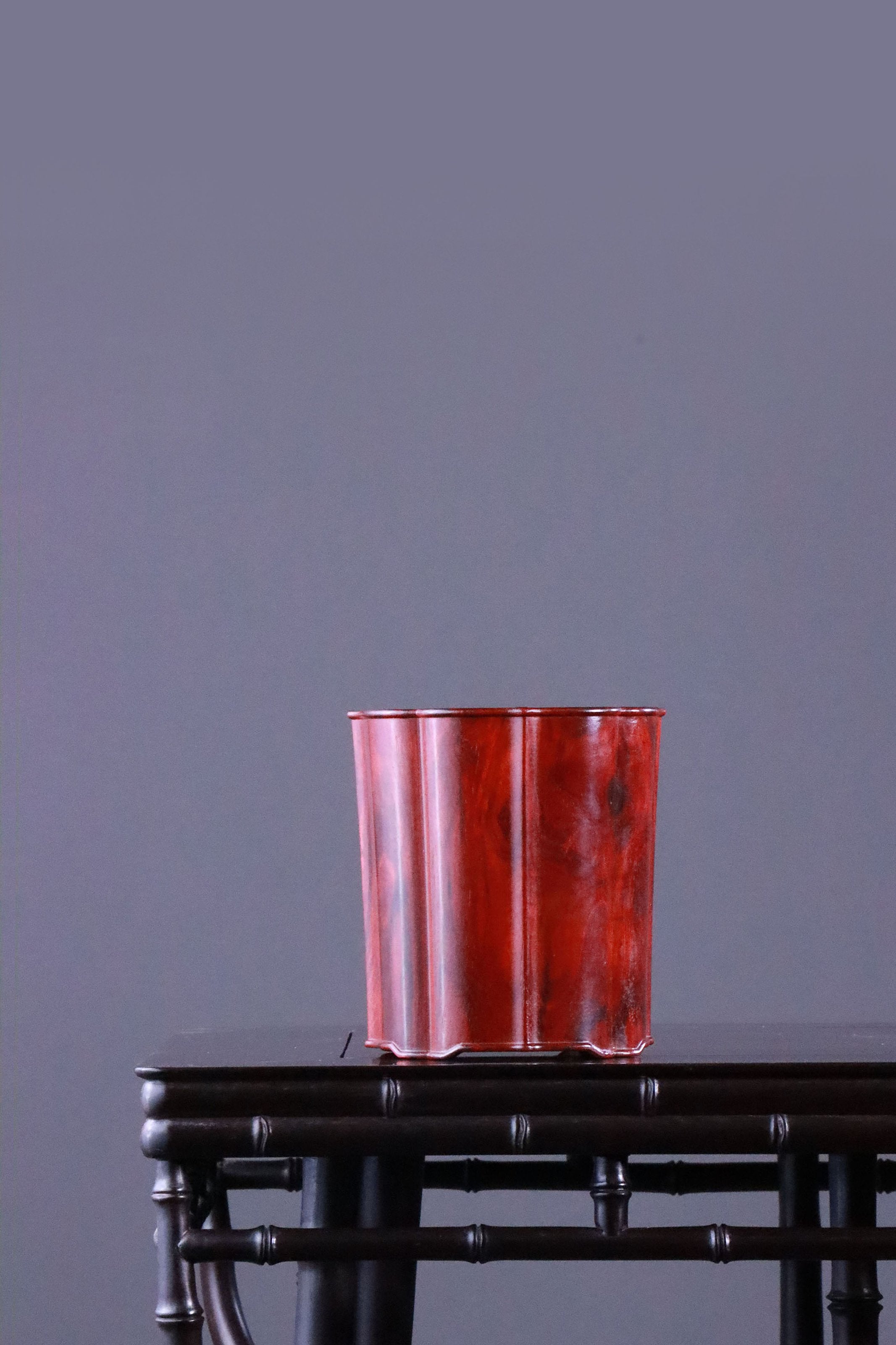 印度小葉紫檀菱花口筆筒