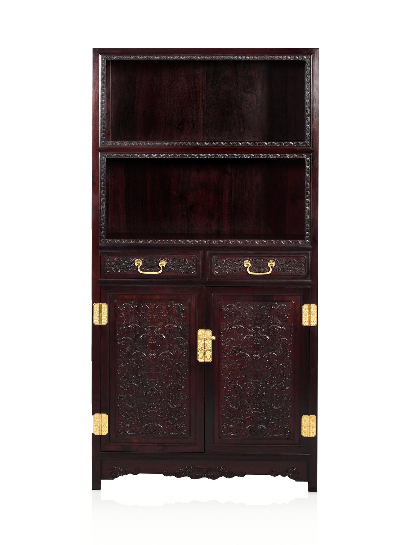 Bookcase with dragon/passionflower pattern and rim