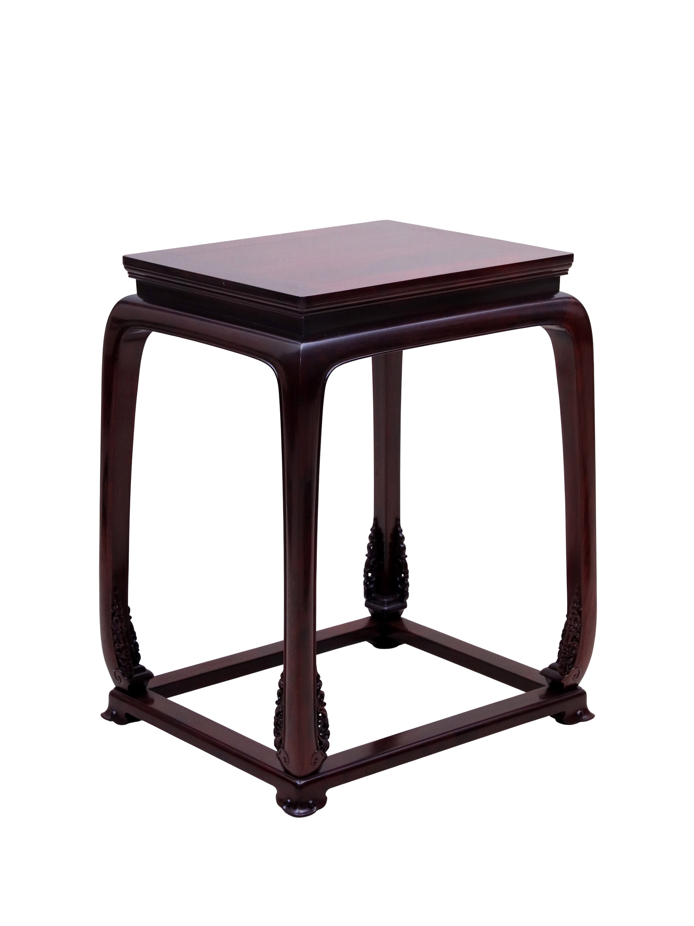 Red Sandalwood round-backed Armchairs Three-Piece,with Coiled-leaf pattern Waist-Cinched Design and Base Frame