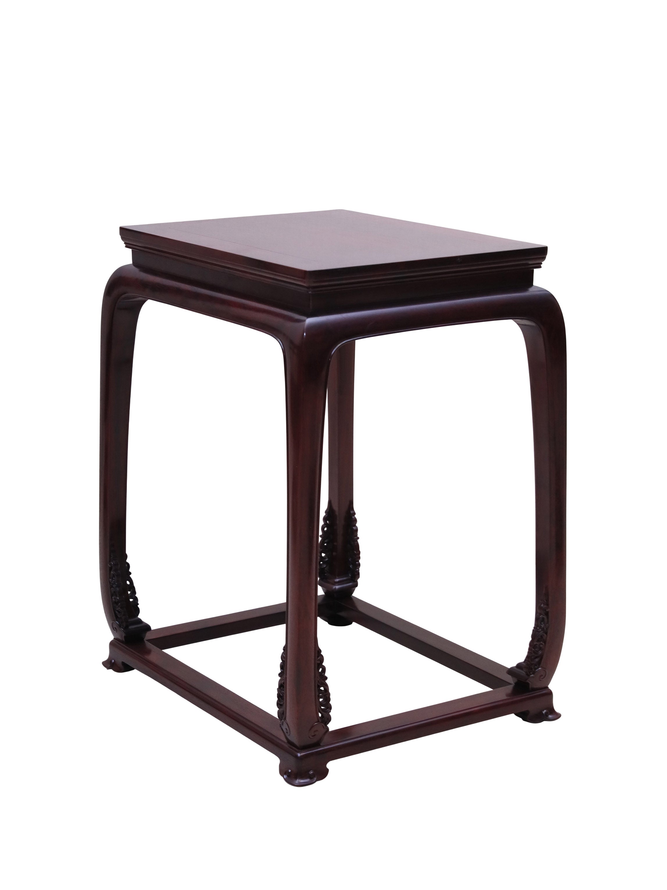 Red Sandalwood round-backed Armchairs Three-Piece,with Coiled-leaf pattern Waist-Cinched Design and Base Frame