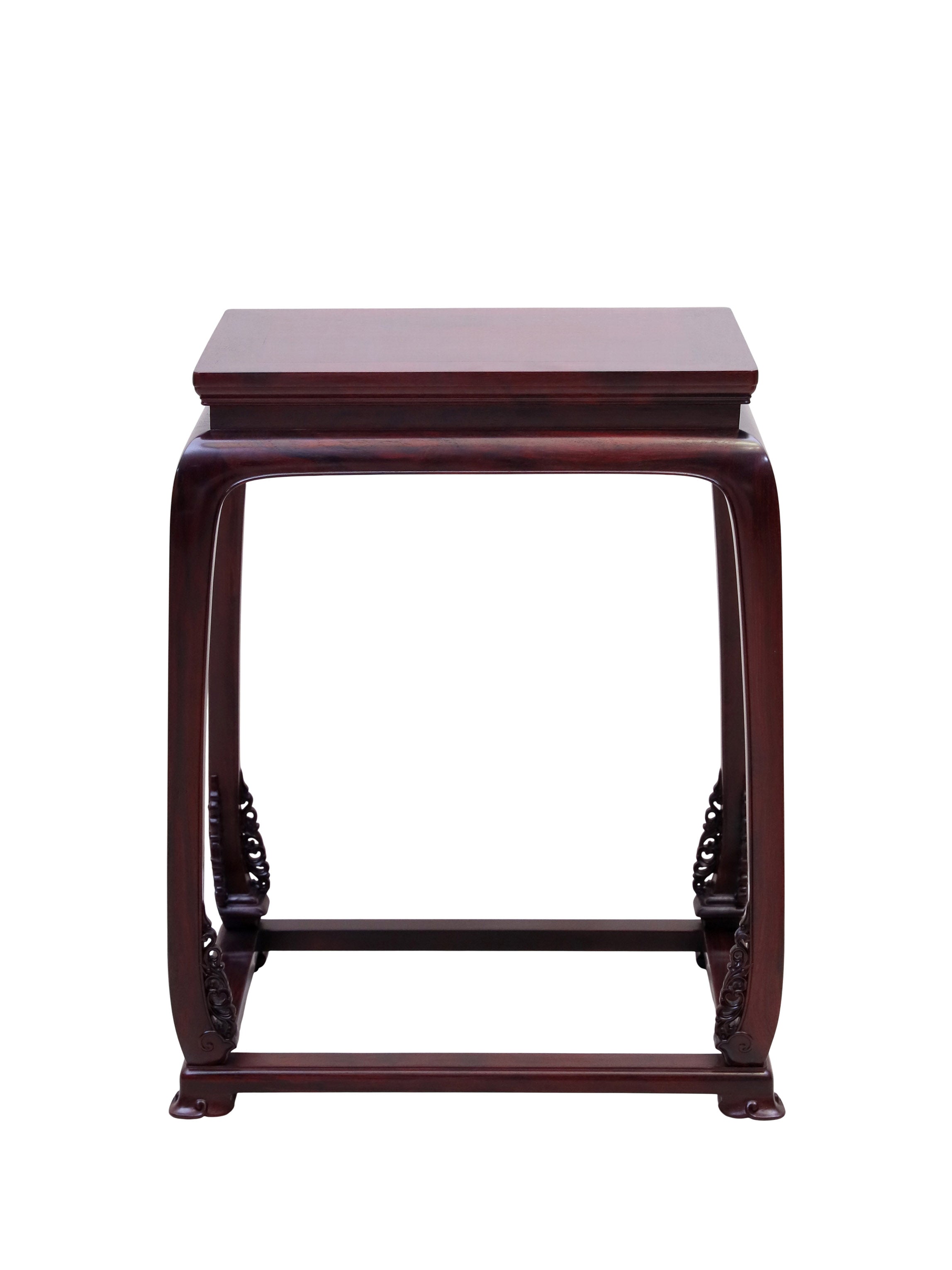 Red Sandalwood round-backed Armchairs Three-Piece,with Coiled-leaf pattern Waist-Cinched Design and Base Frame