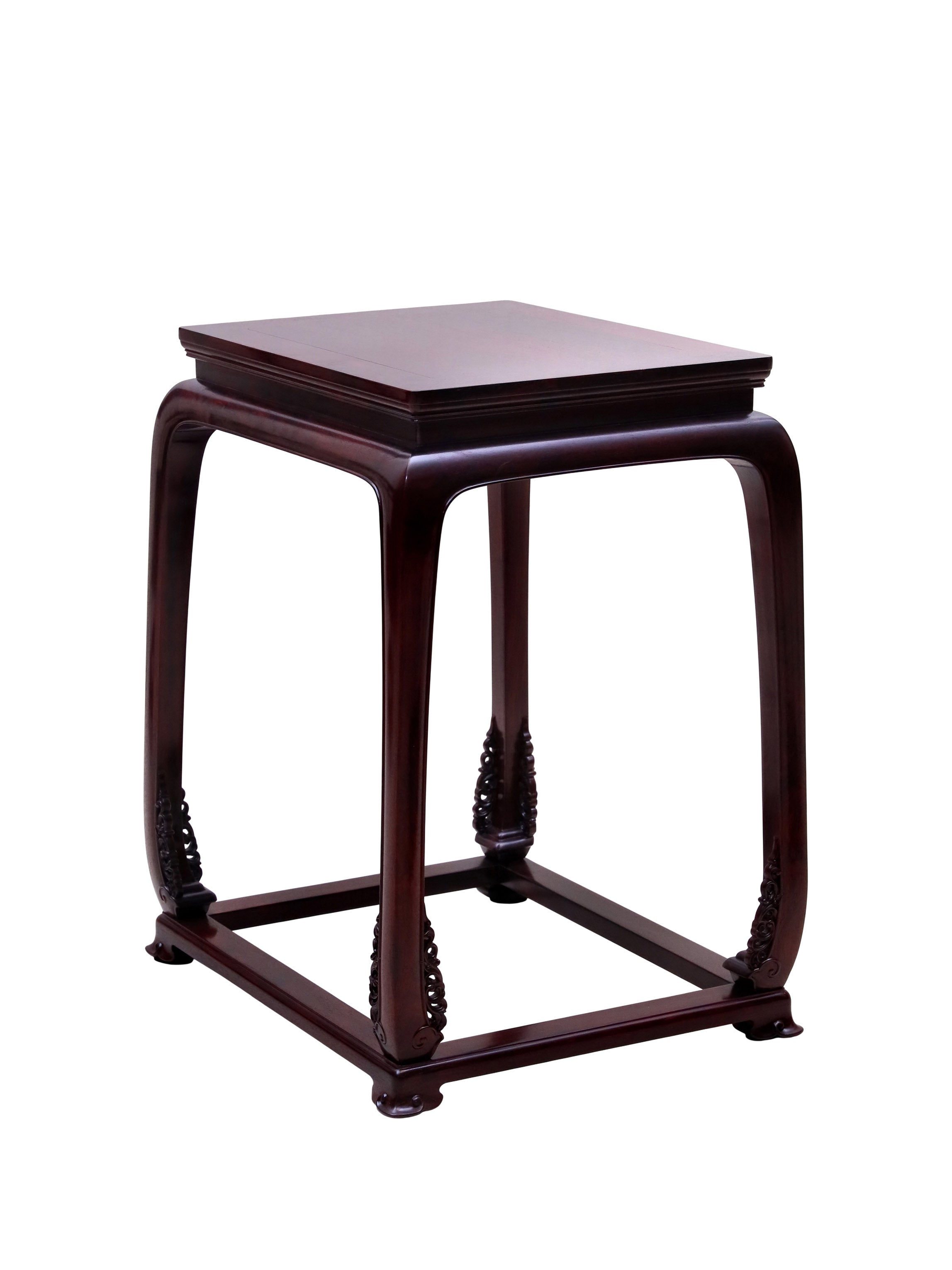 Red Sandalwood round-backed Armchairs Three-Piece,with Coiled-leaf pattern Waist-Cinched Design and Base Frame