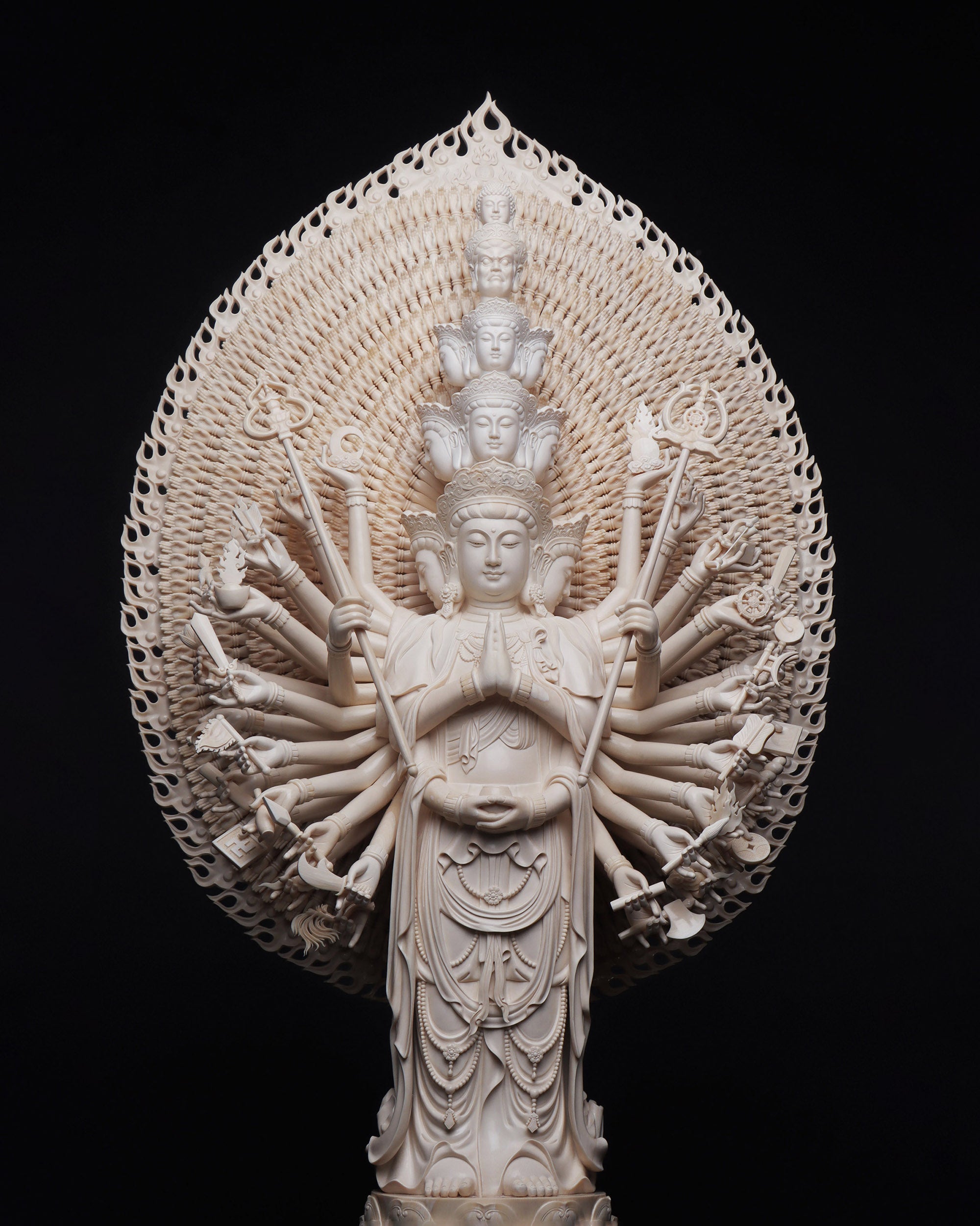 Mammoth Ivory Carving of Thousand-Handed Guanyin