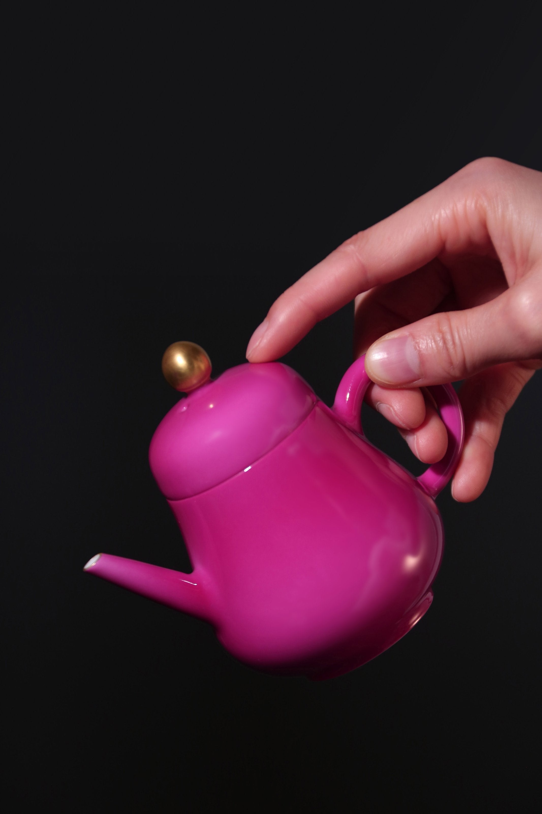 Gold-Buttoned Rouge Horizontal Pot