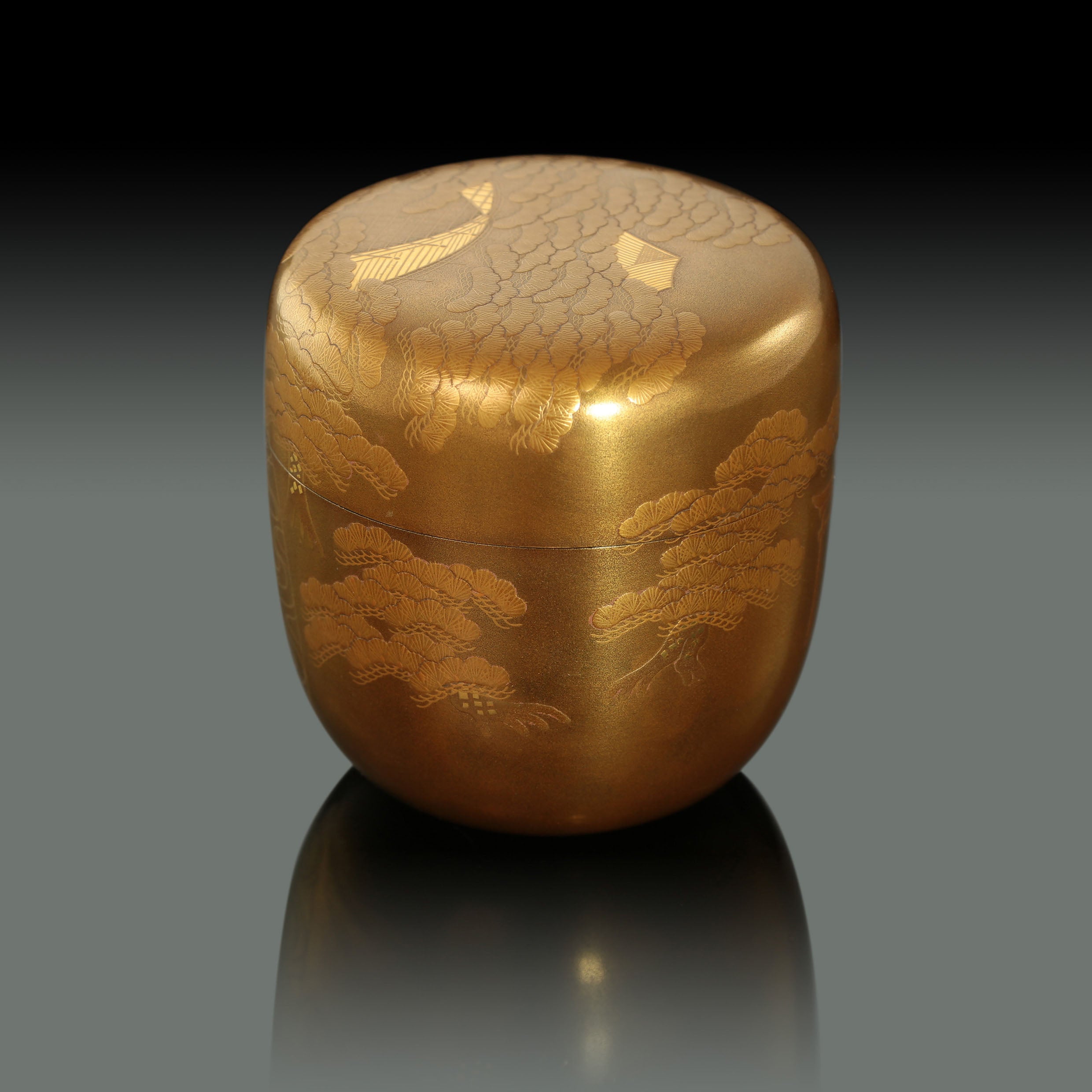 一后一兆作 莳绘山水纹茶枣