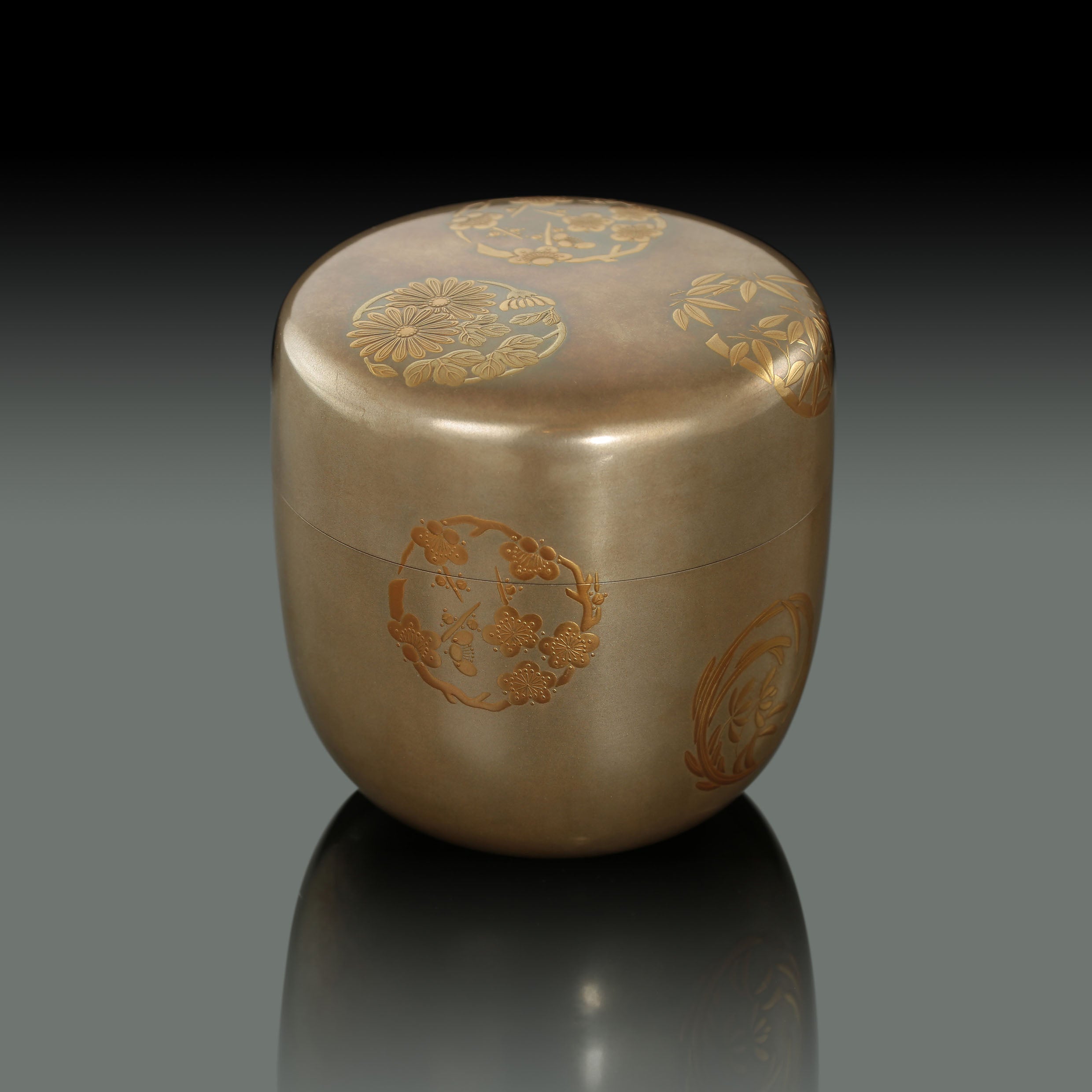 一後一兆作蒔繪四君子茶棗