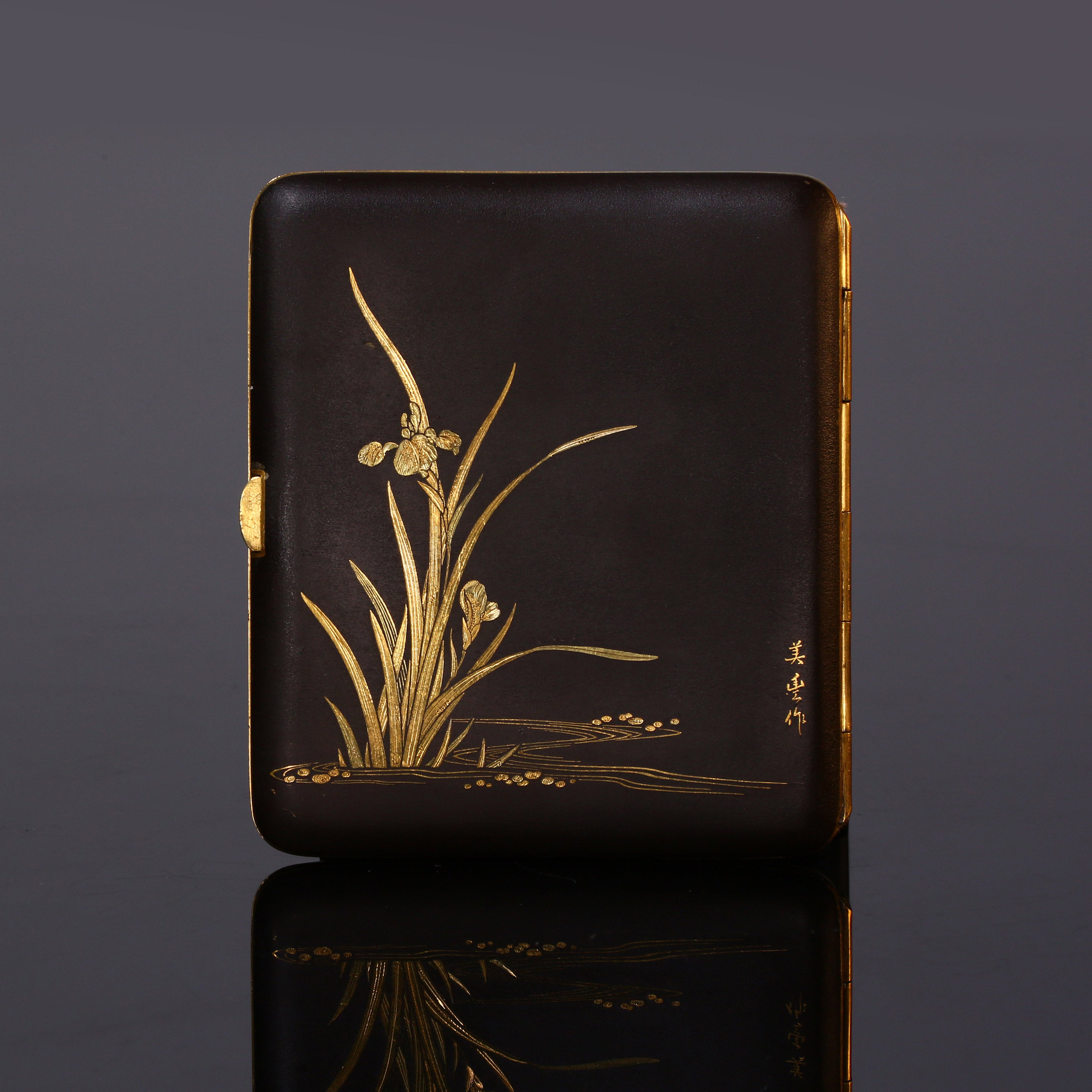 《月出惊山鸟》明治时期烟盒