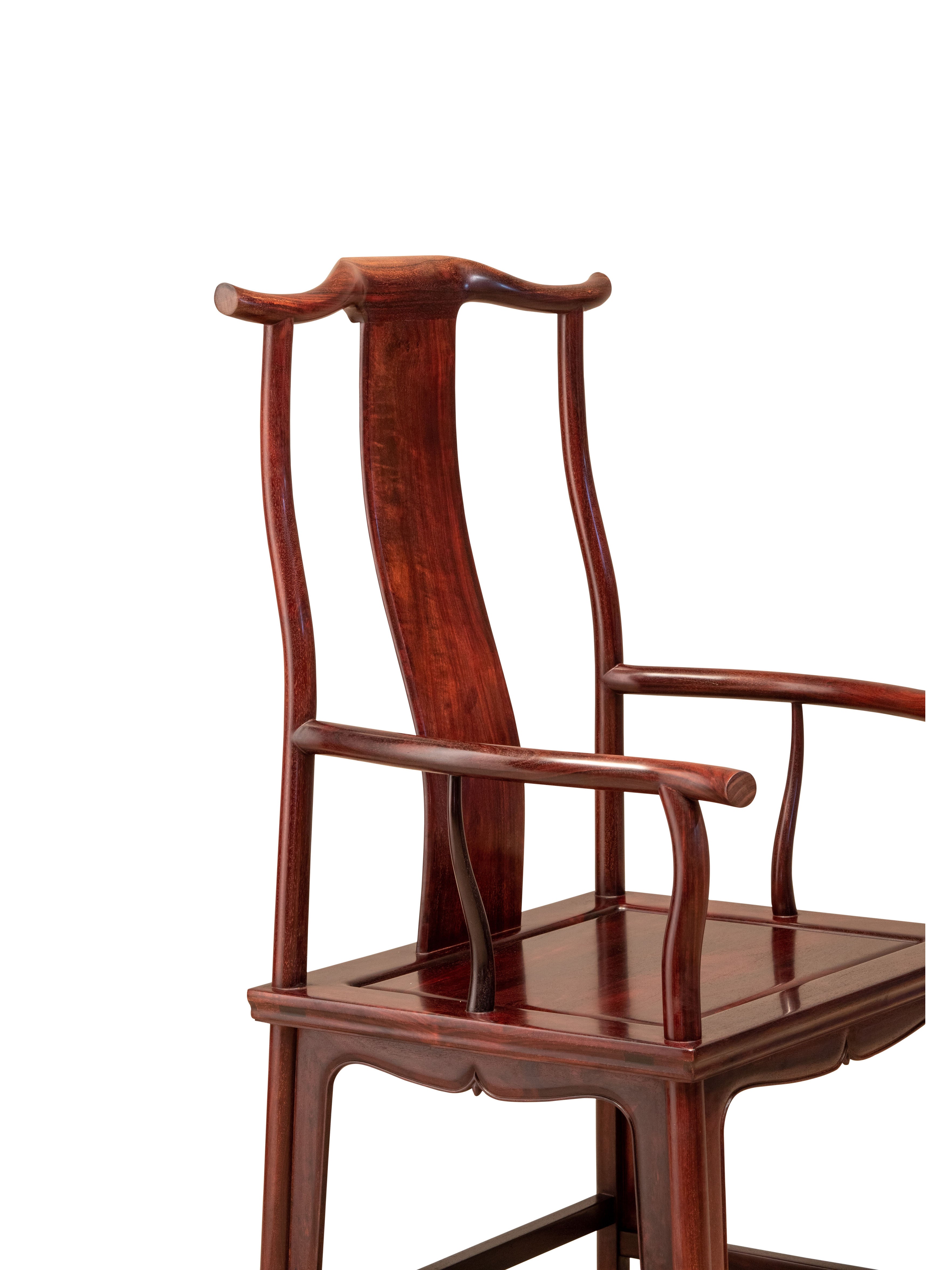 Zambian rosewood official's hat chair with four protruding flower buds