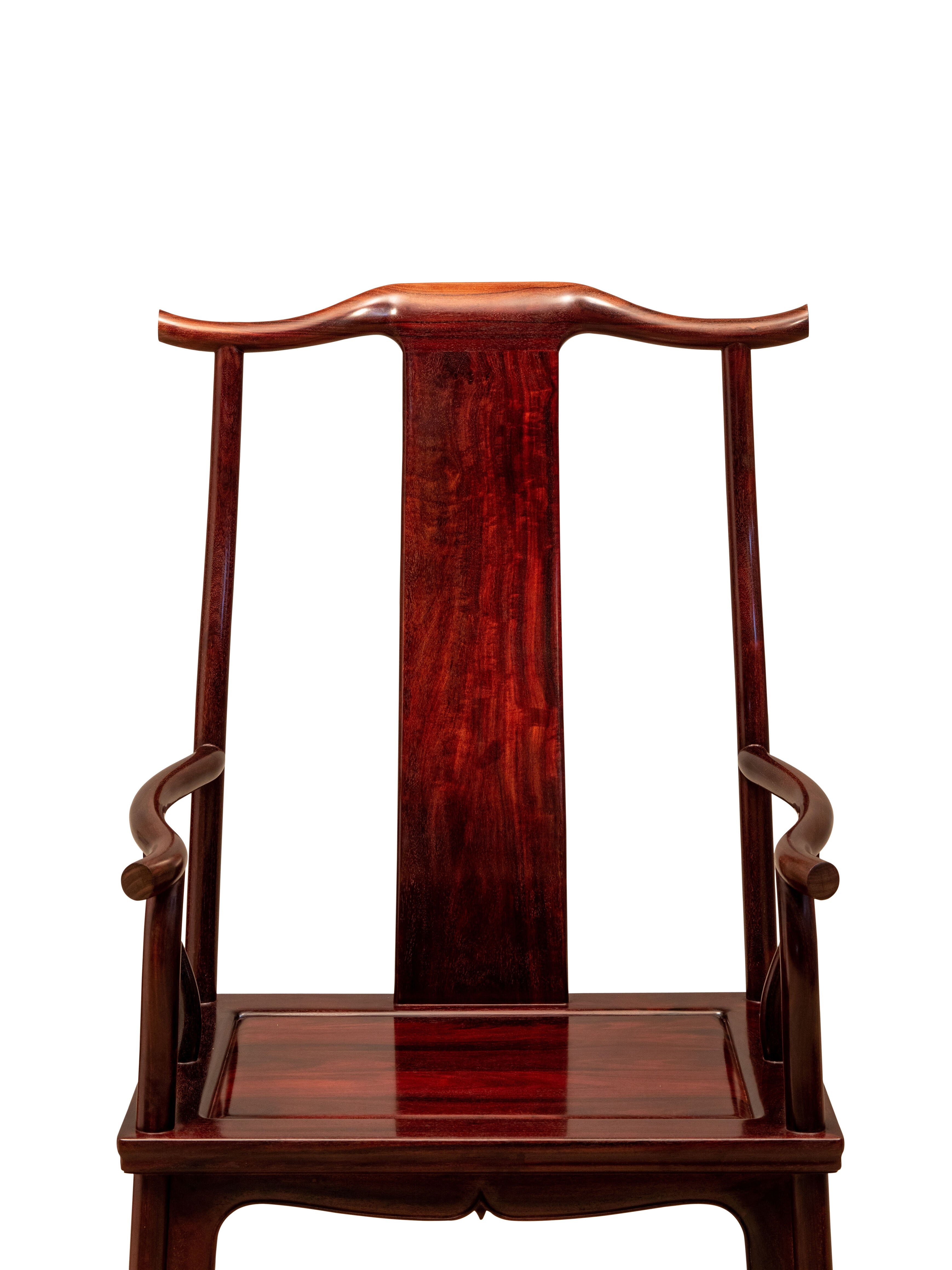 Zambian rosewood official's hat chair with four protruding flower buds