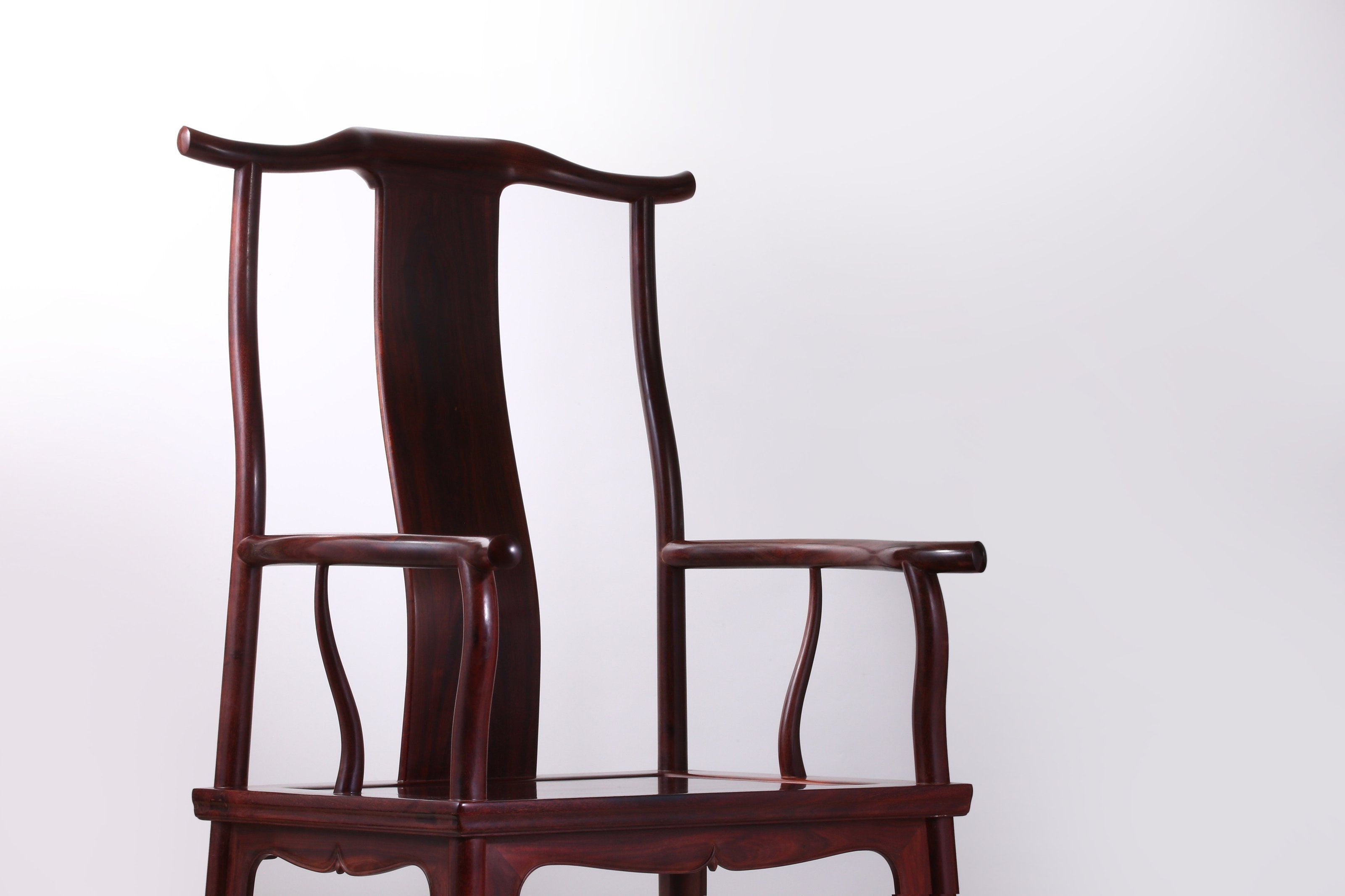 Zambian rosewood official's hat chair with four protruding flower buds