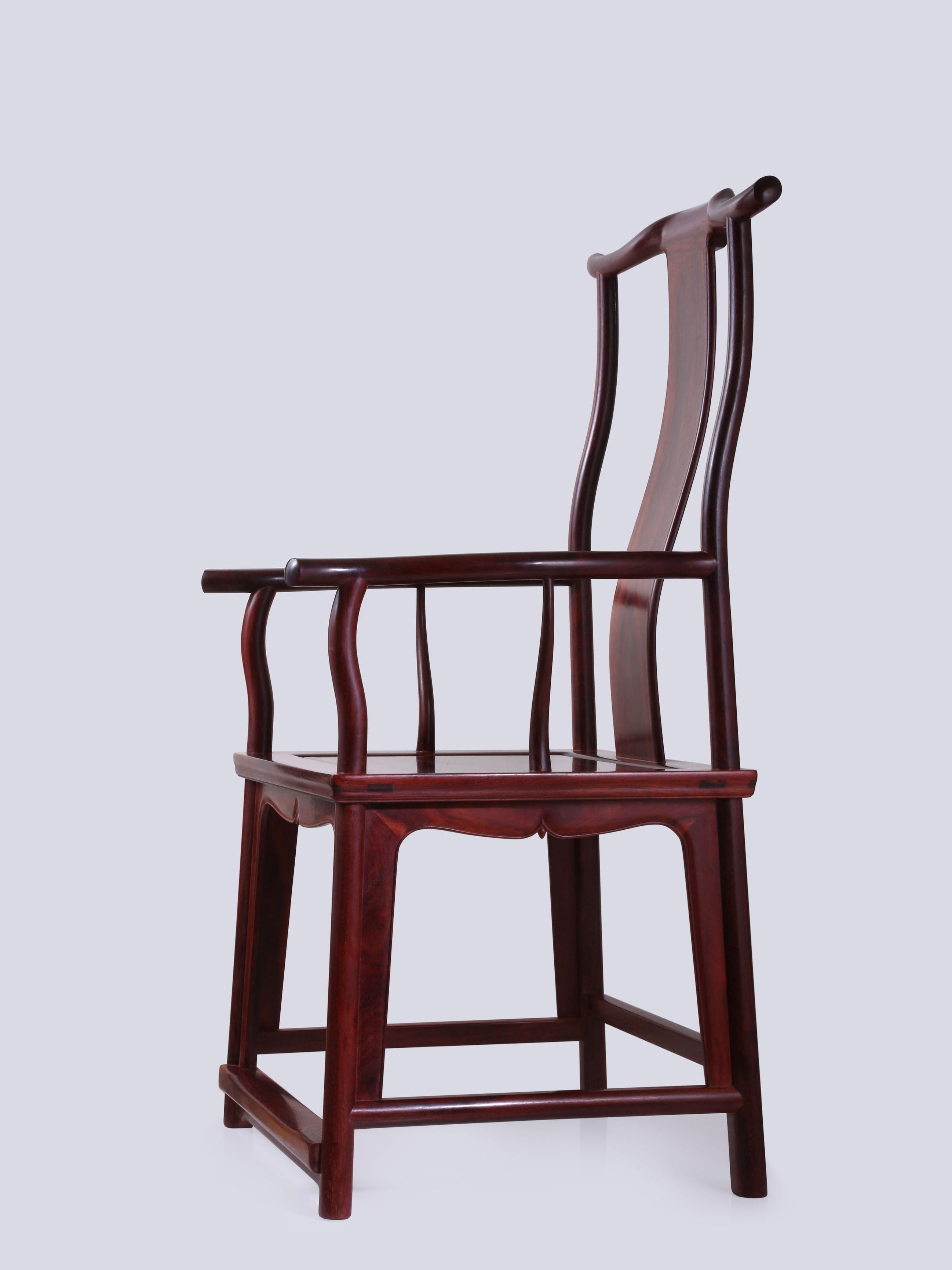 Zambian rosewood official's hat chair with four protruding flower buds