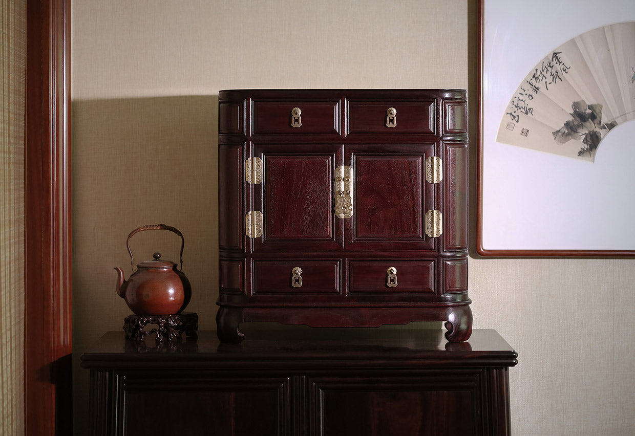 西番莲纹/螭龙纹/素面带座小箱柜