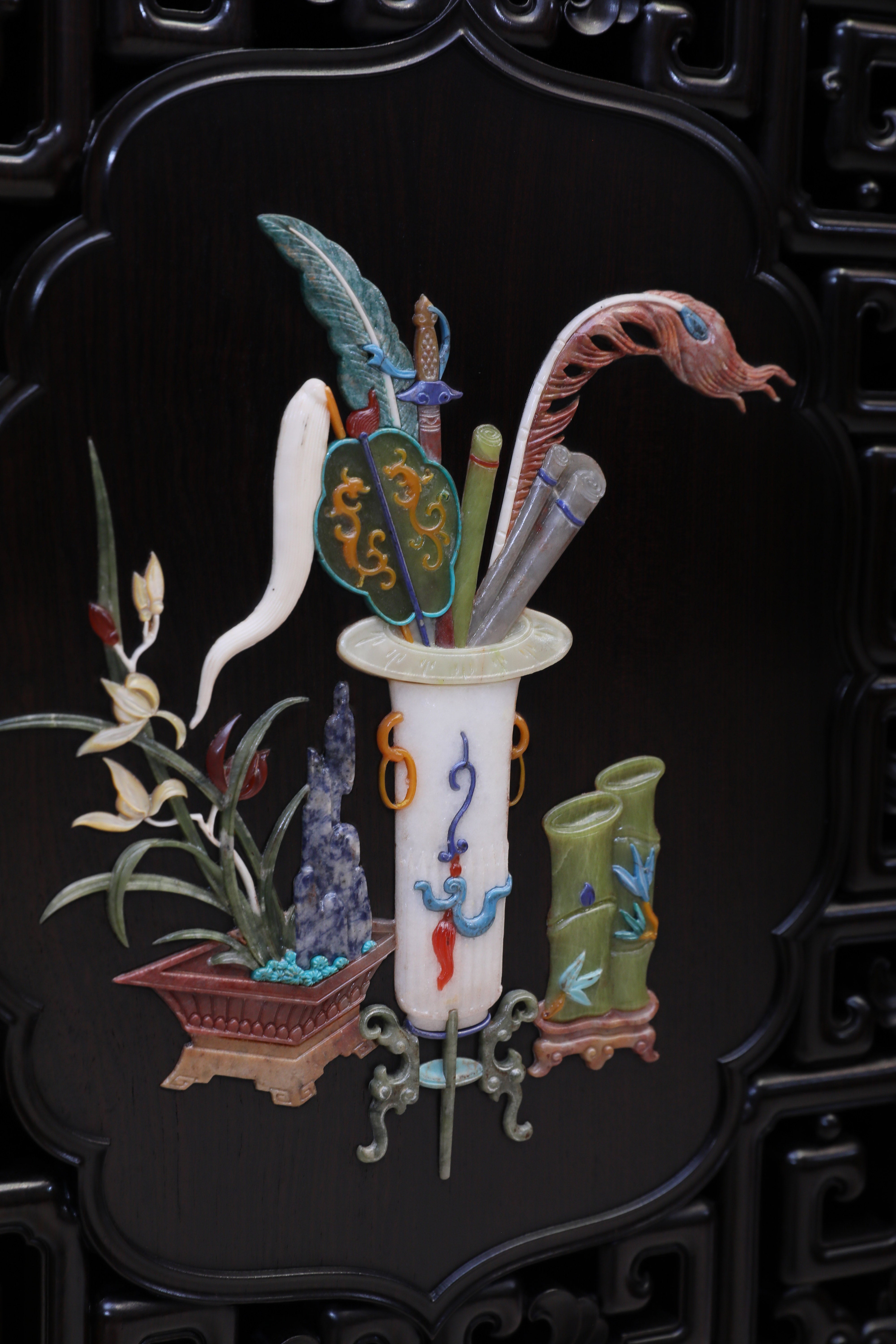 African Blackwood Wanli Cabinet with multi-treasure Inlay Antique Motif