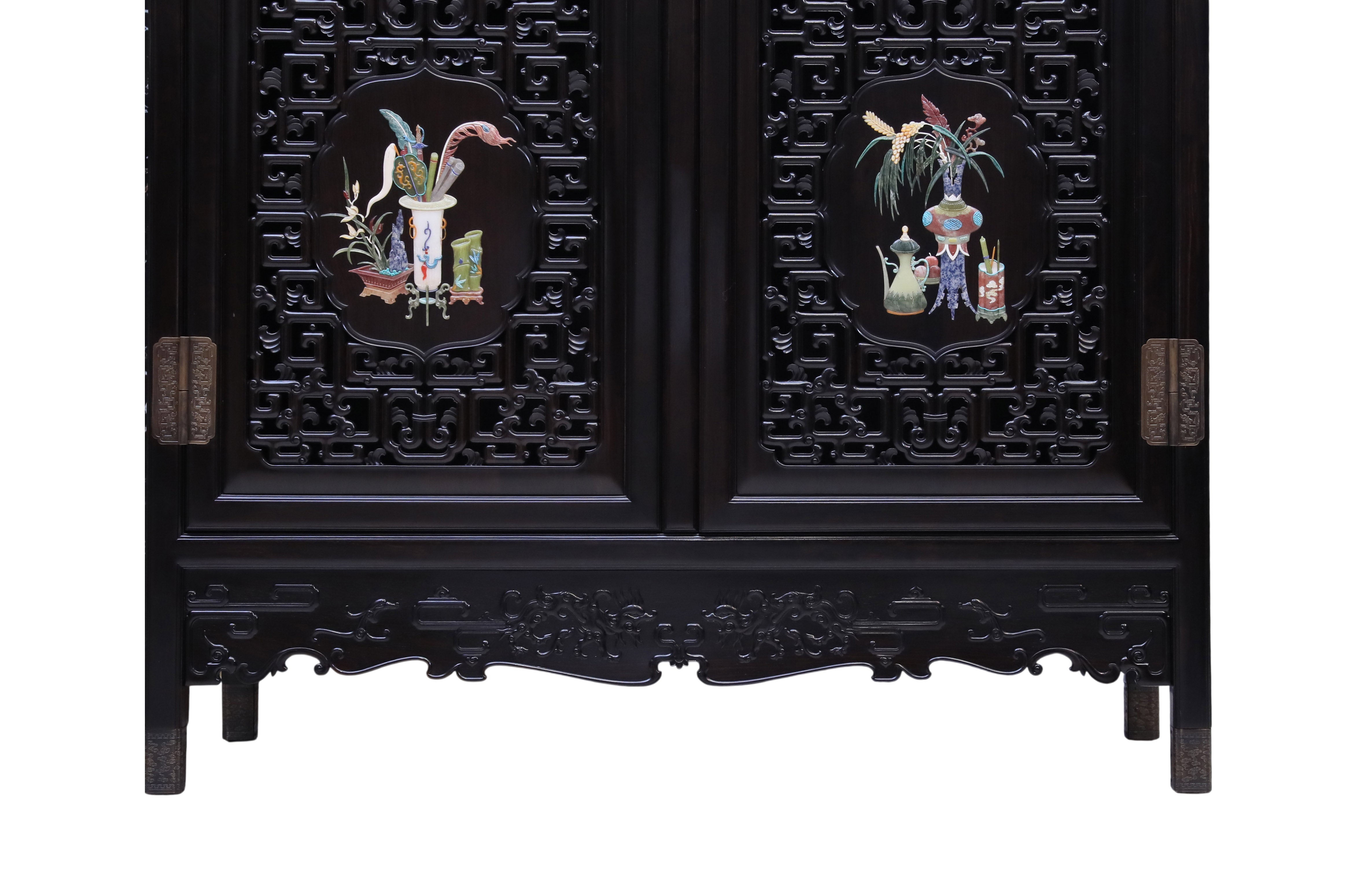African Blackwood Wanli Cabinet with multi-treasure Inlay Antique Motif