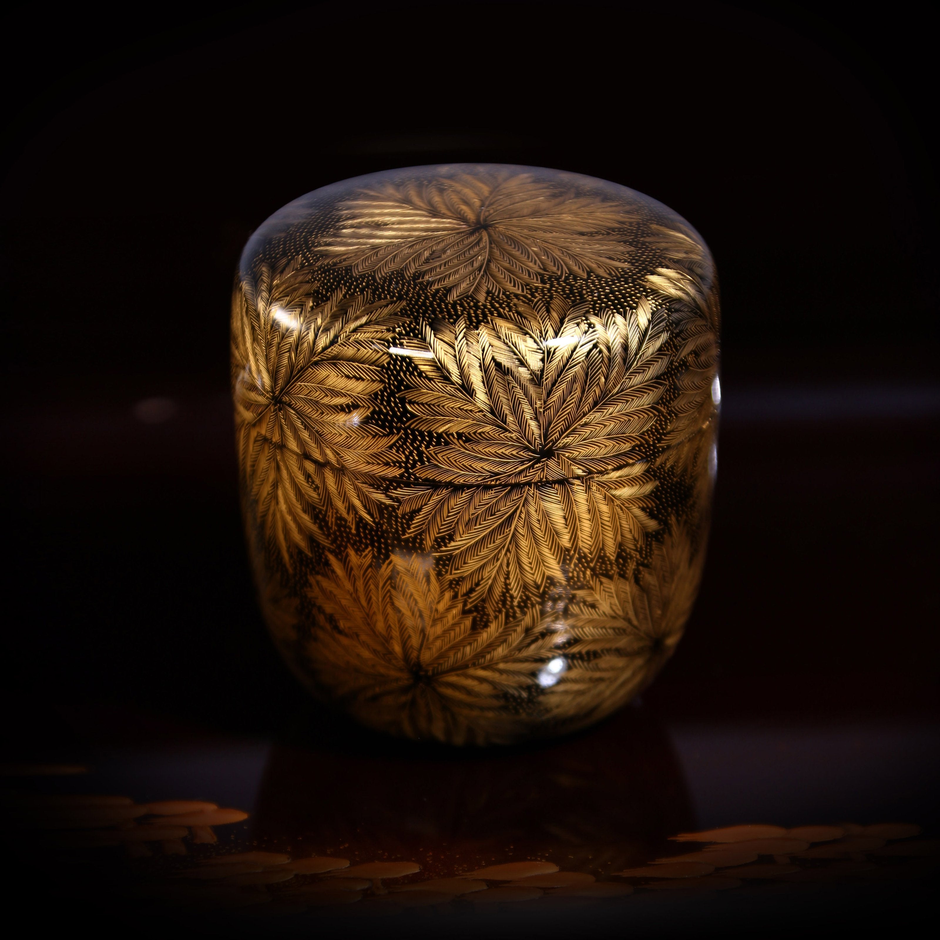 Japanese Showa Wajima painted fire tree silver flower Shen Jin tea date