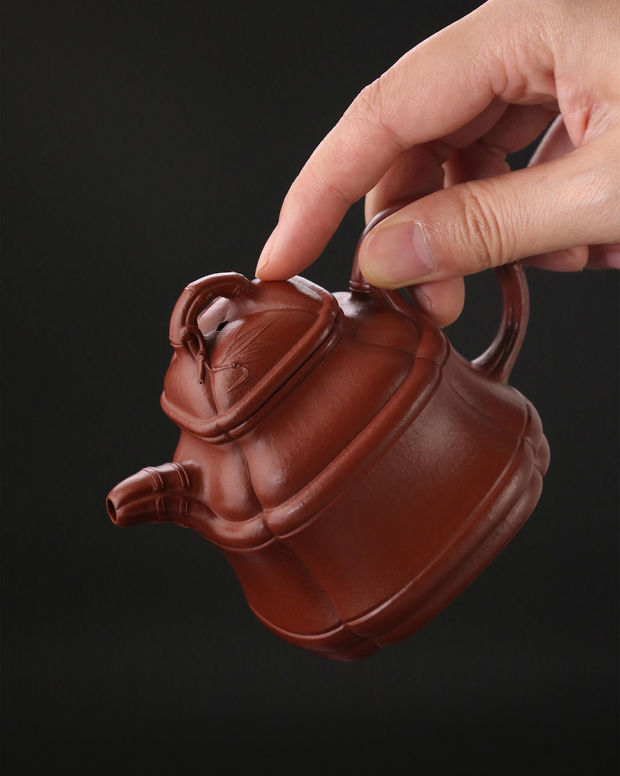 小煤窑朱泥竹鼎壶