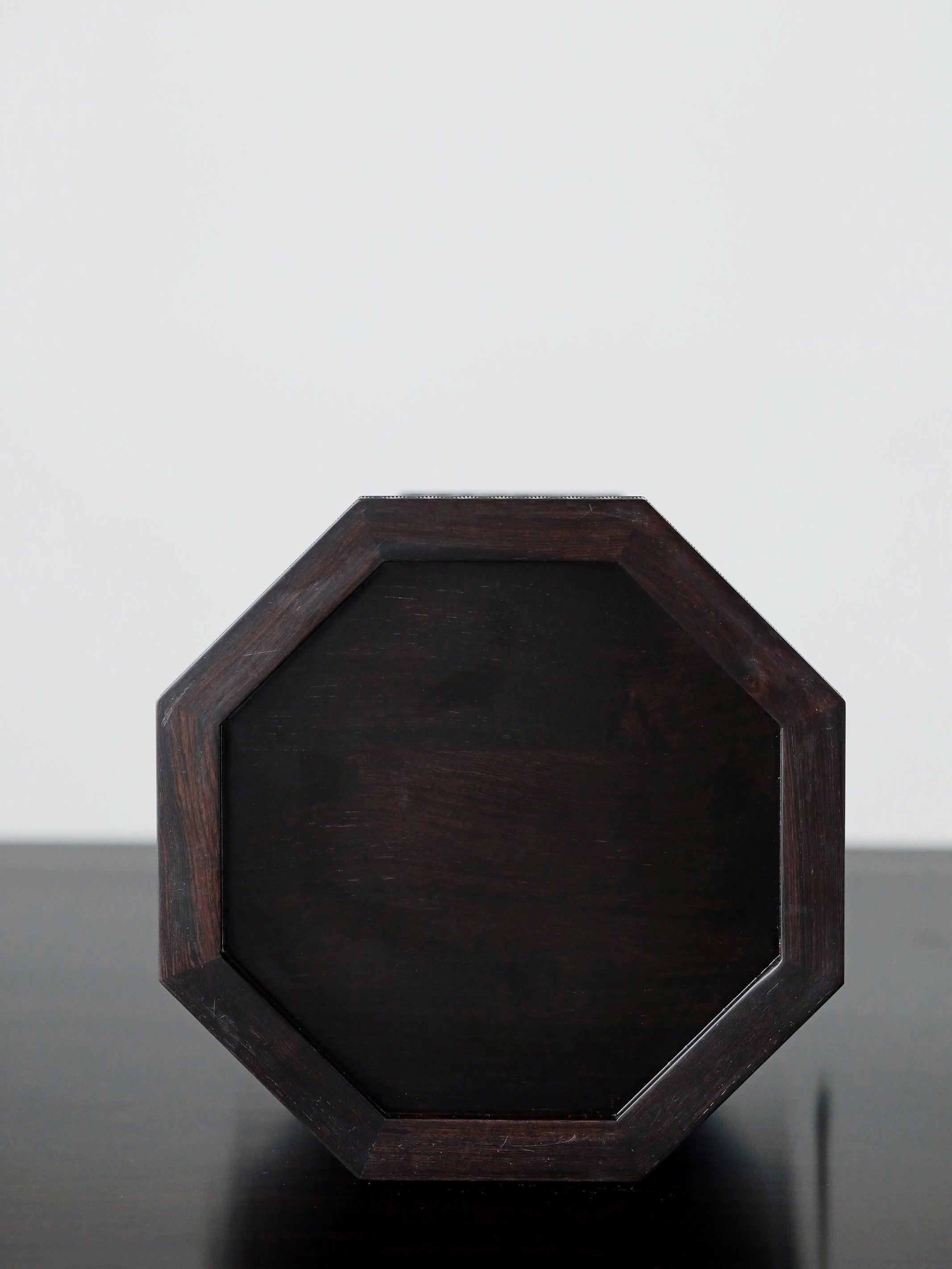 紫光檀雕西番莲八角提盒