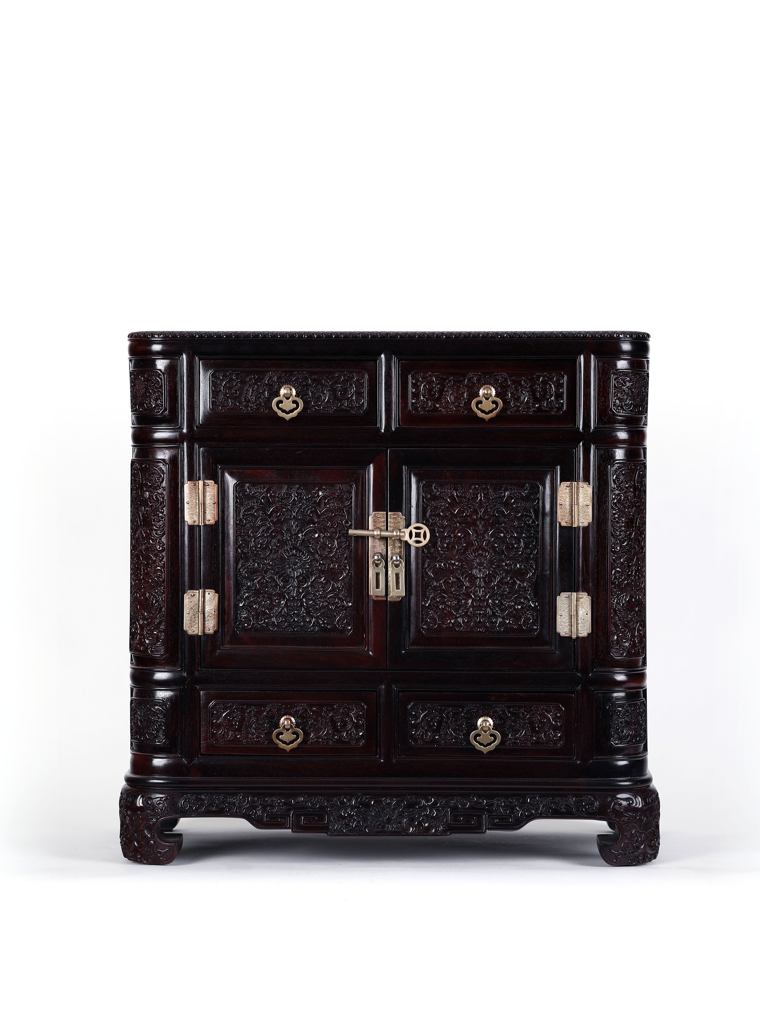 Passionflower pattern/dragon pattern/plain surface small chest cabinet with stand